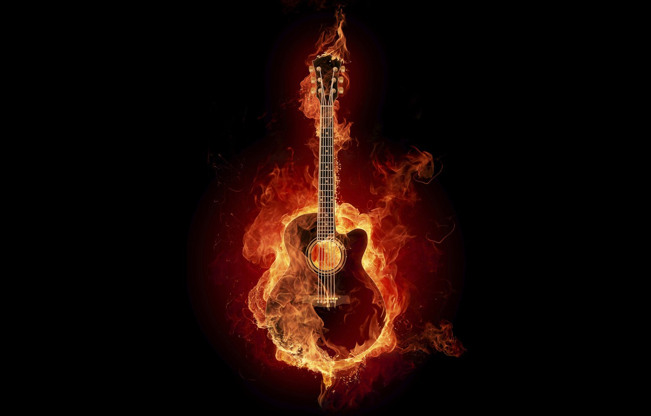 Wallpaper called, ardiente, fire, digital effect, guitarra image for desktop, section разное