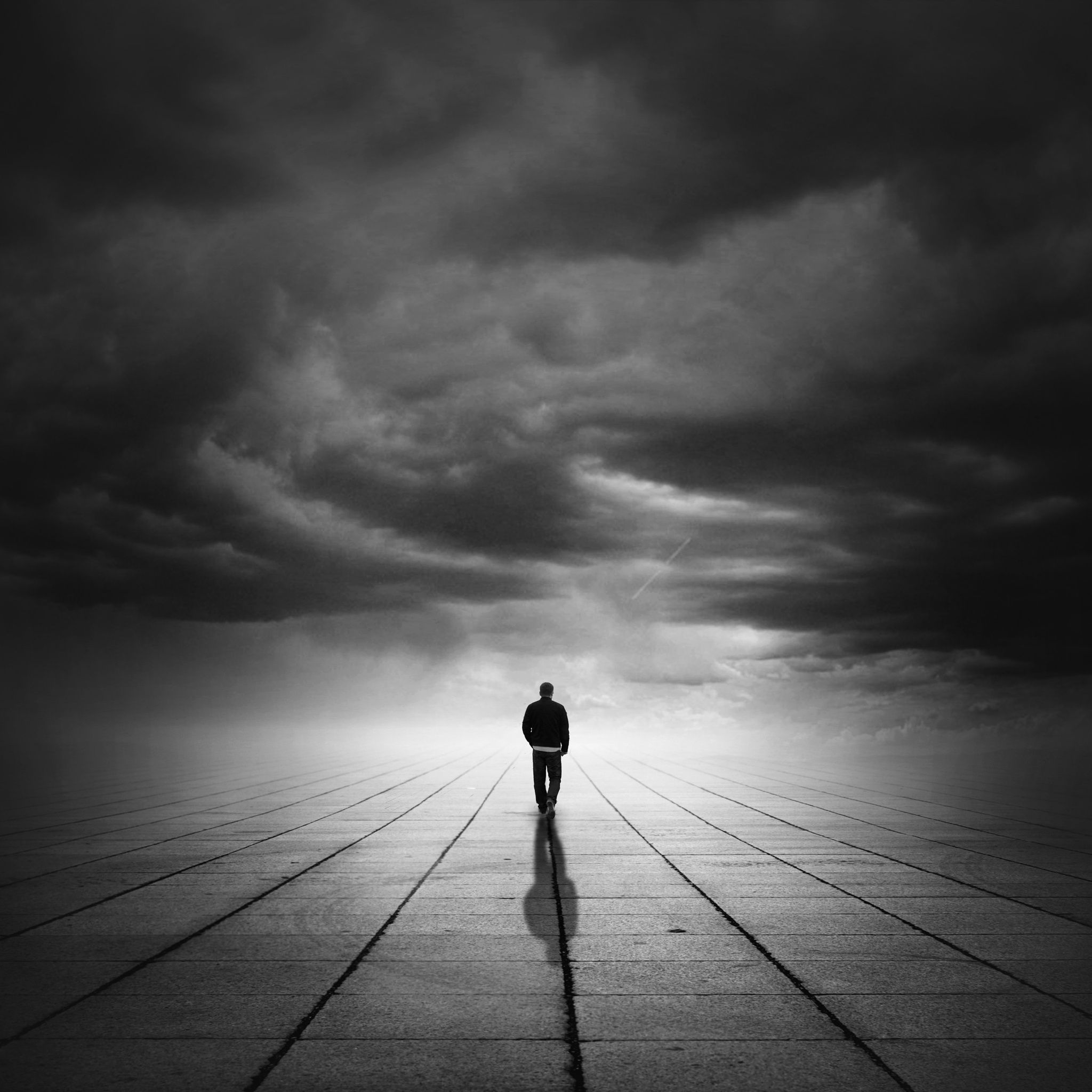 Light in darkness BW. Dark photography, Walking picture, Surrealism photography