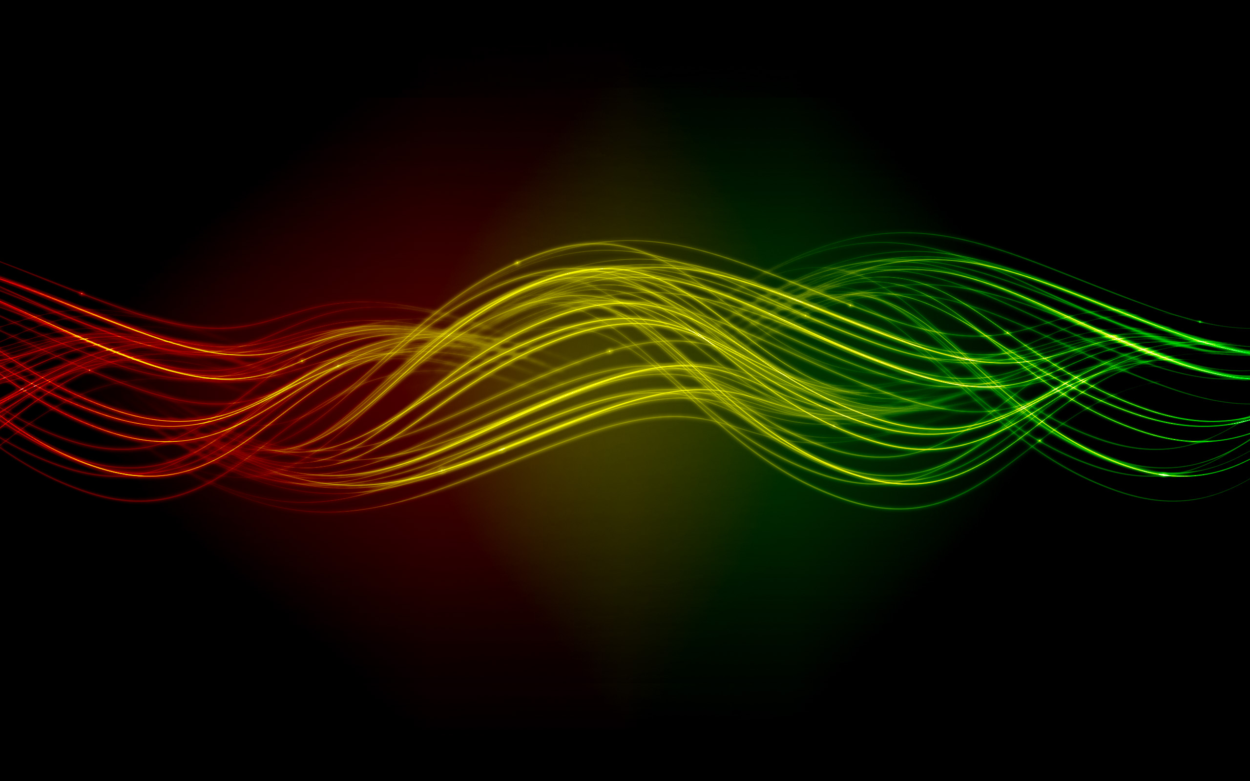 green, abstract, red, multicolor, yellow, waves, digital art, lines, simple background, black background wallpaper