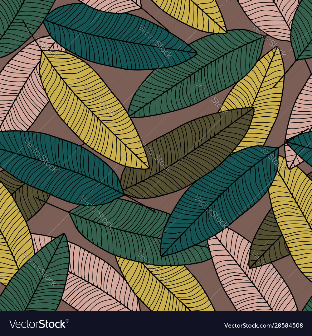 Autumn leaf wallpaper modern leaves seamless Vector Image