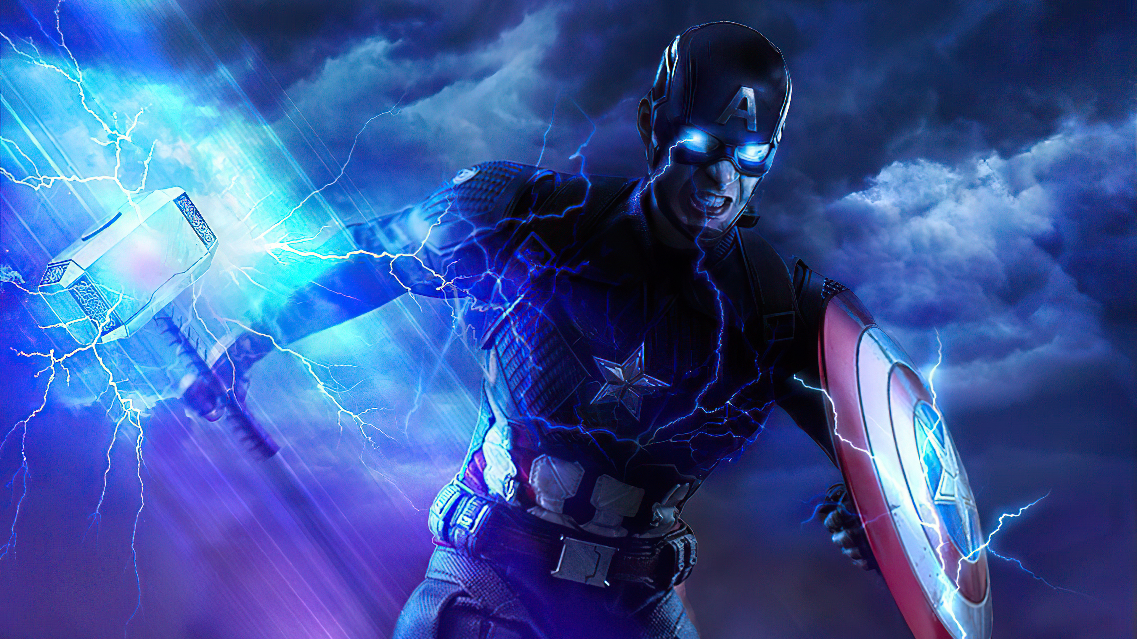 Captain America with hammer and shield Wallpaper 4k Ultra HD