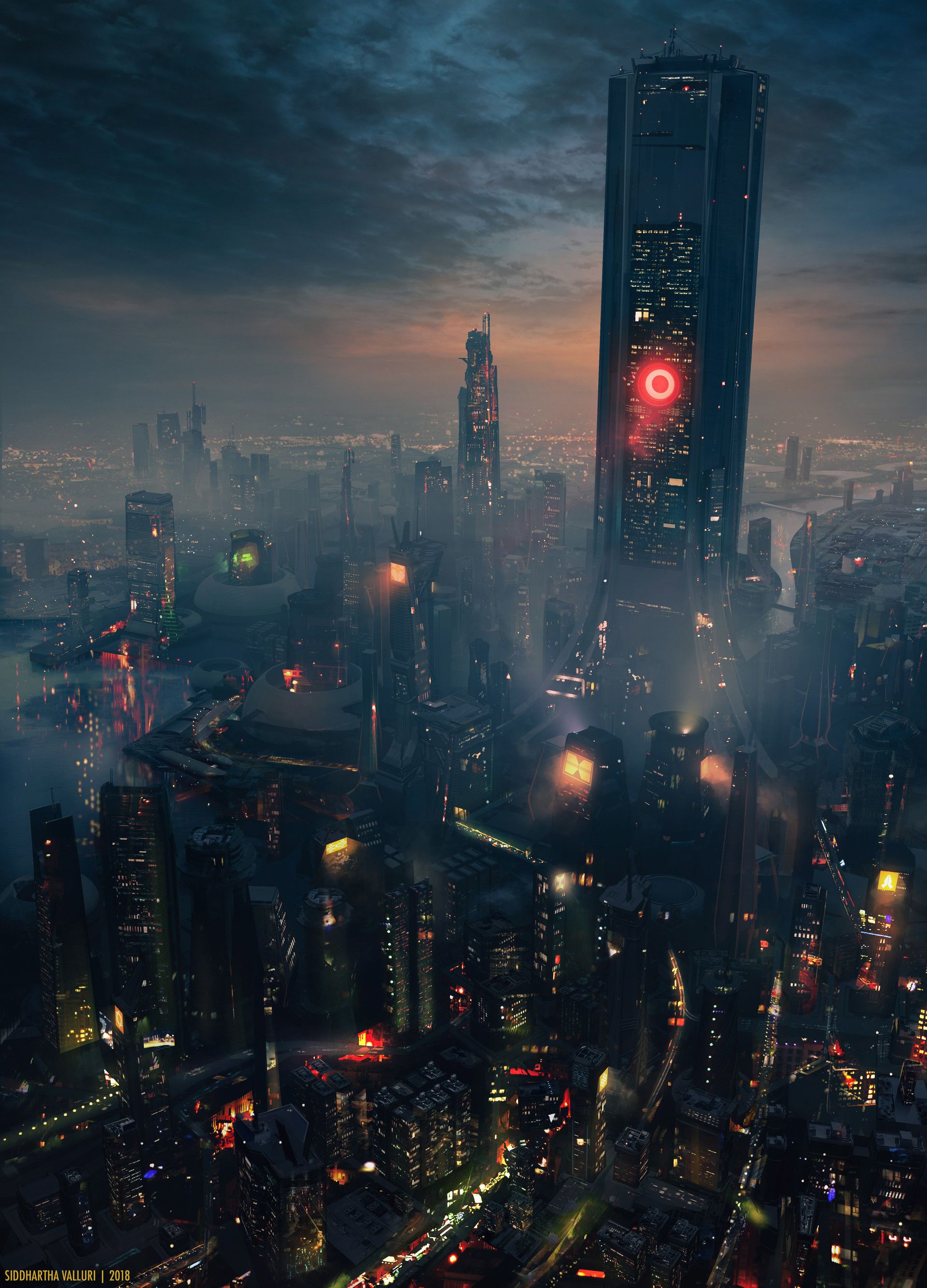 Saffron Haze, Siddhartha Valluri. Cyberpunk city, Futuristic city, Future wallpaper