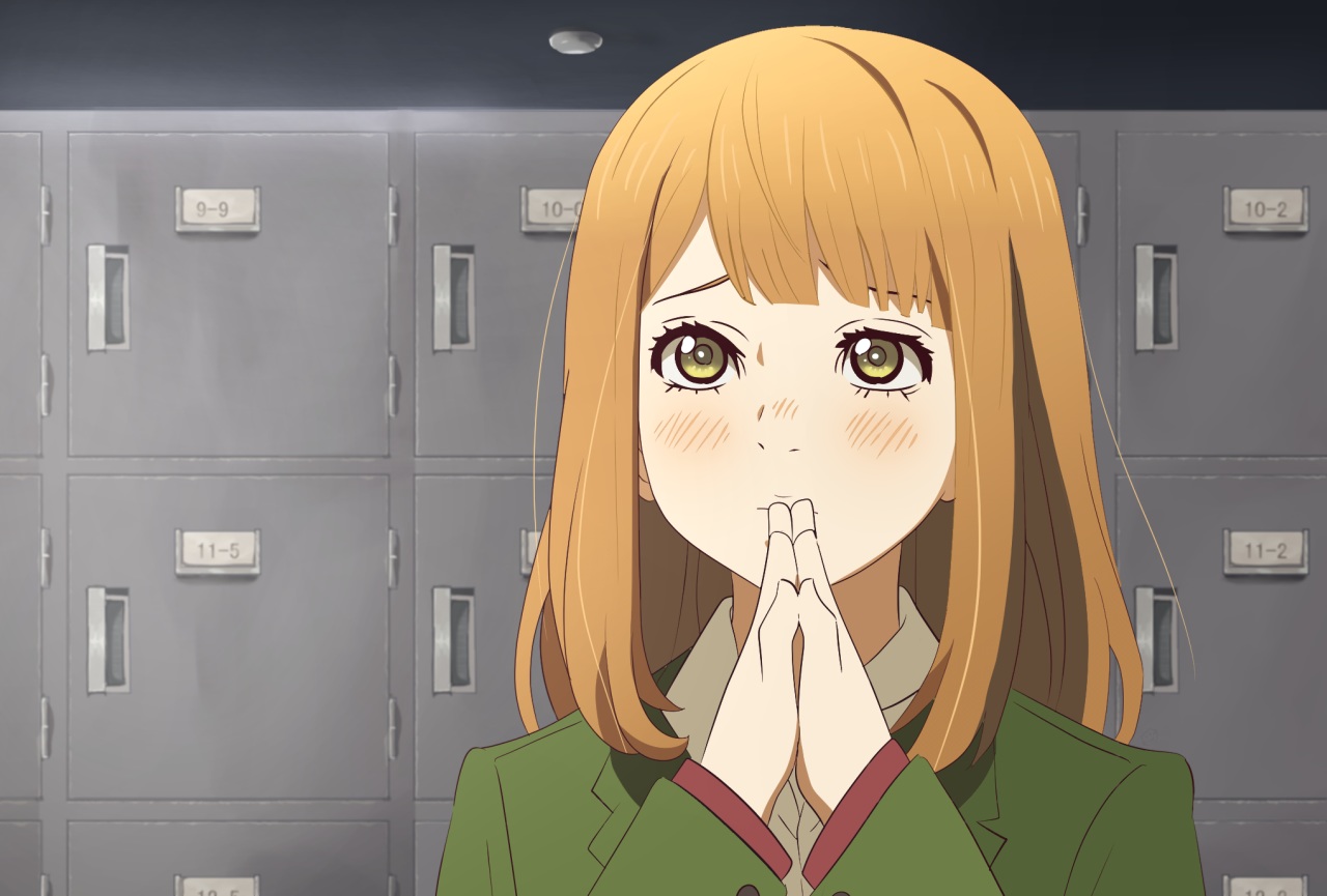 blush brown hair orange (anime) school uniform servachok short hair takamiya naho yellow eyes. konachan.com.com Anime Wallpaper