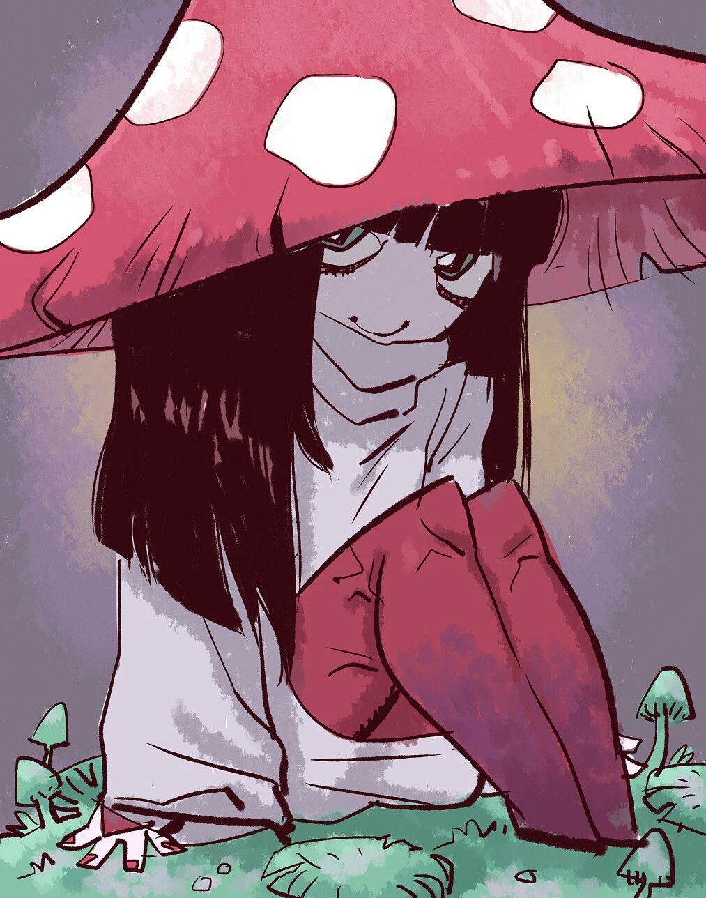 Mushroom girl. Mushroom drawing, Art inspiration drawing, Cute drawings