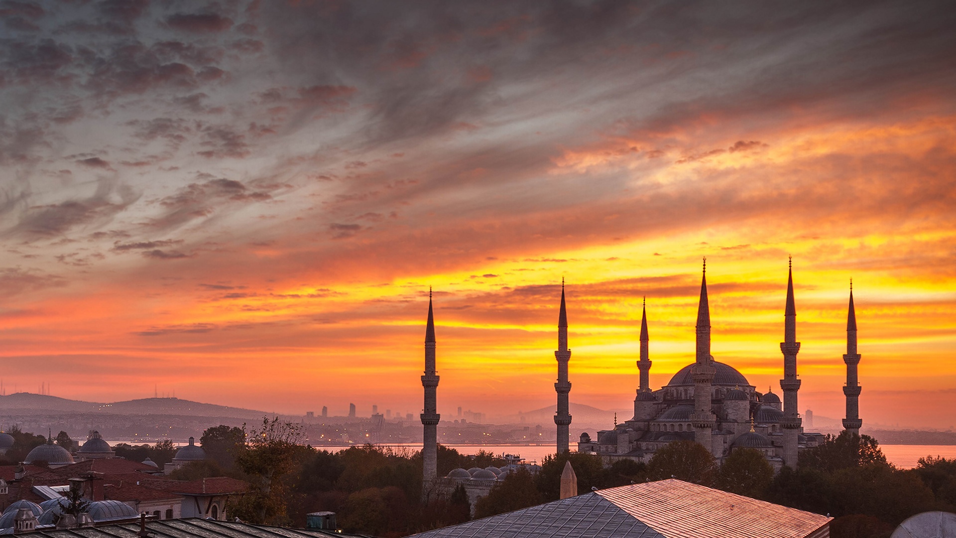 Wallpaper Hagia Sophia, Istanbul, Turkey, Sunset