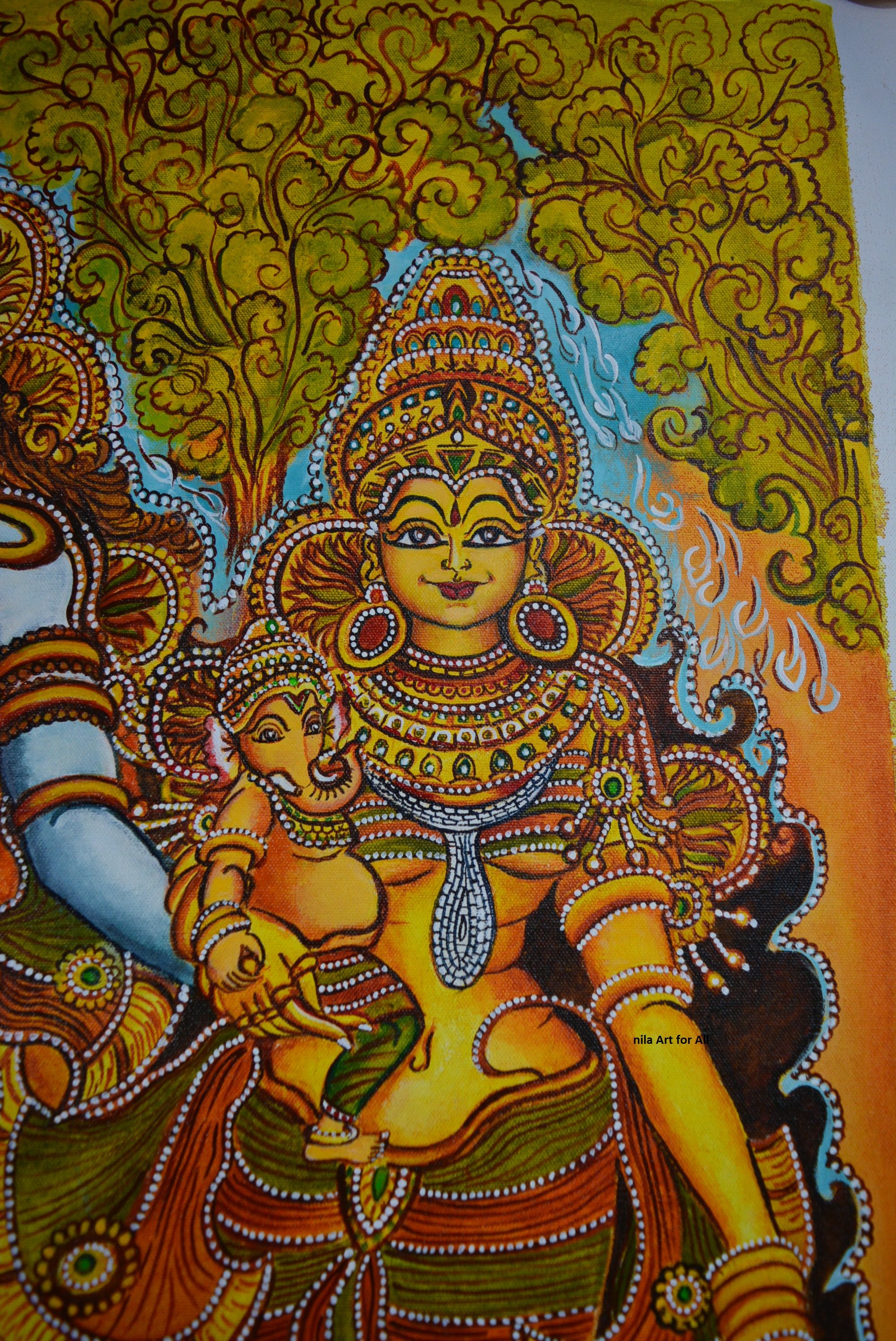 Kerla Mural painting, Lord Ganesha. Kerala mural painting, Mural painting, Mural