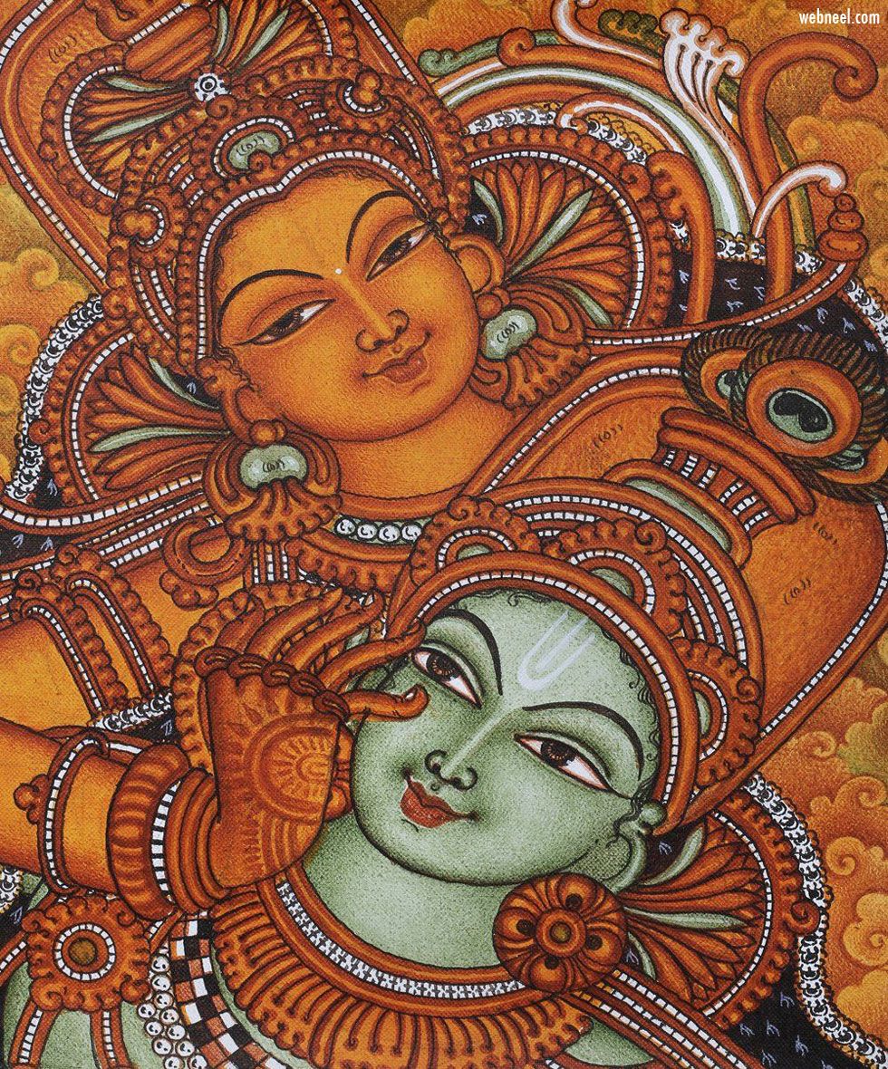 Kerala Mural Painting Radha Krishna By Saji 16