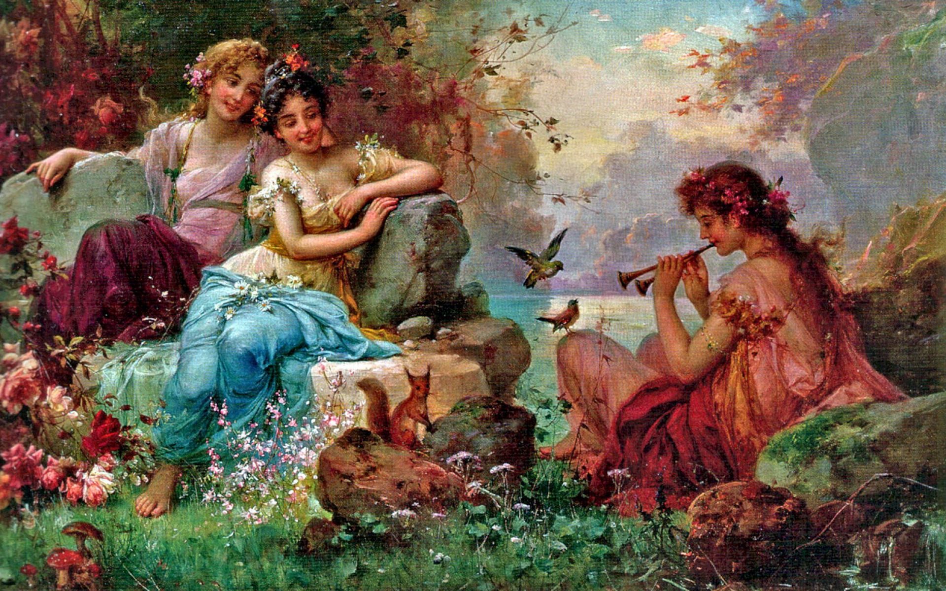 Women & Animals Charming Day wallpaper. Women & Animals Charming Day