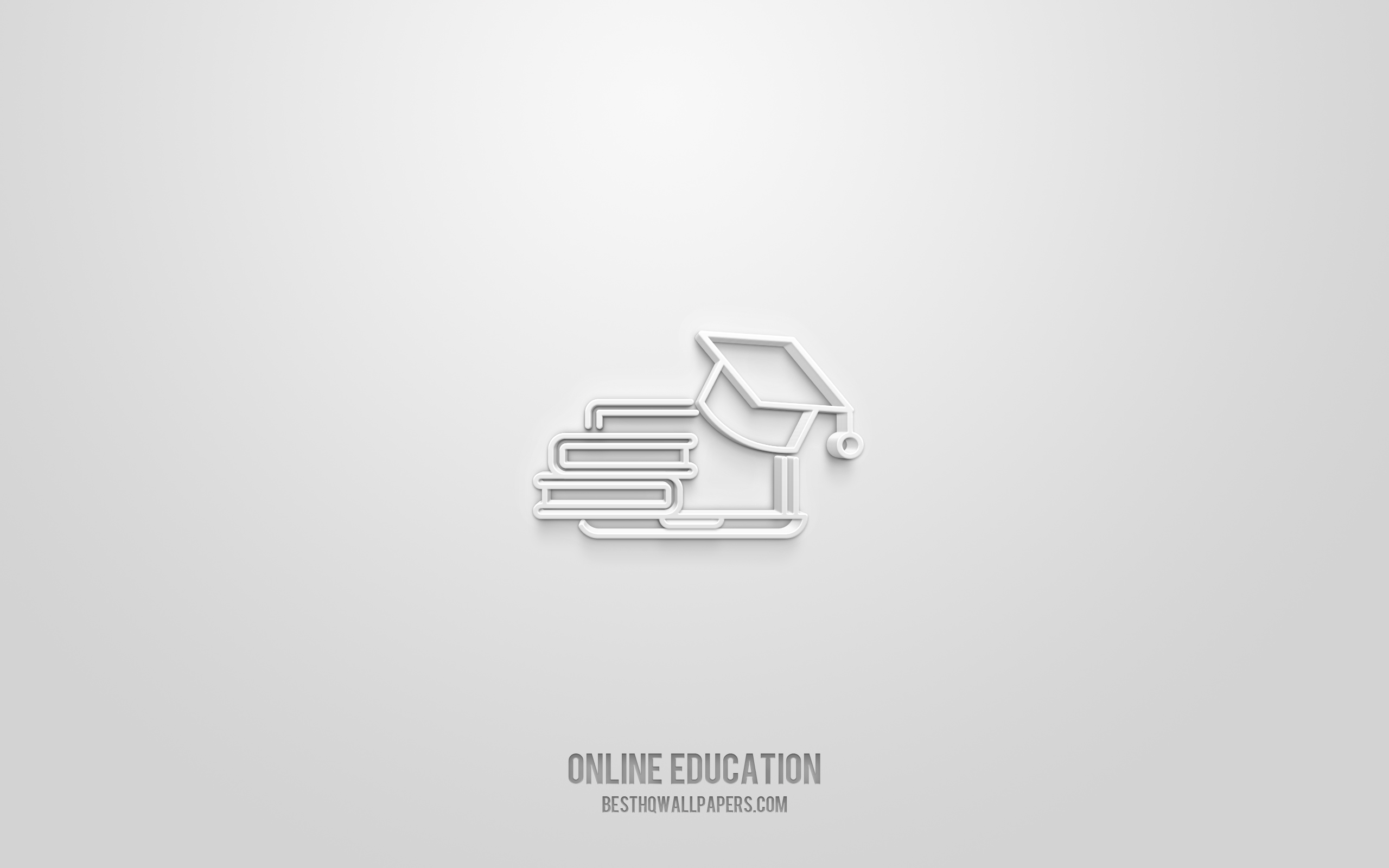 Download wallpaper Online Education 3D icon, white background, 3D symbols, Online Education, Education icons, 3D icons, Online Education sign, Science 3D icons for desktop with resolution 2560x1600. High Quality HD picture wallpaper