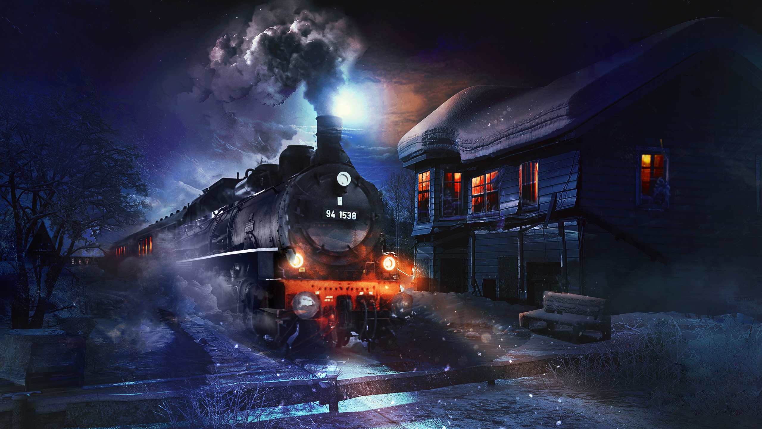 Old Train At Night