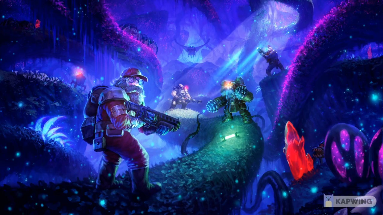 Made a Deep Rock Galactic animated wallpaper from the presskit wallpaper in WallpaperEngine! Link in the comments.: DeepRockGalactic