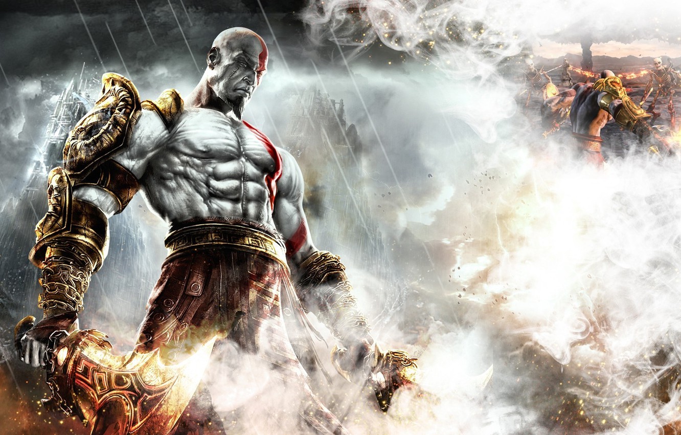 Wallpaper fire, flame, sword, armor, god of war, kratos, god of war ps god, strong, olympus, blade of chaos, semi god, blade of exile image for desktop, section игры