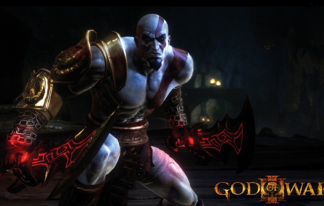 Wallpaper sword, demigod, god of war, kratos, god of war man, hero, spartan, armour, warrior, god, fury, chain, olympus, bald, blade of chaos image for desktop, section игры