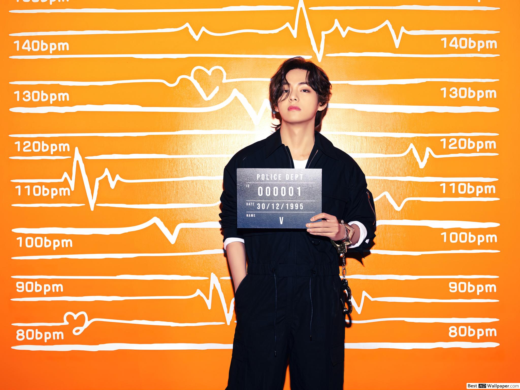 BTS 'V' (Kim Tae Hyung) In Mugshot Photohoot For 'Butter' MV HD Wallpaper Download