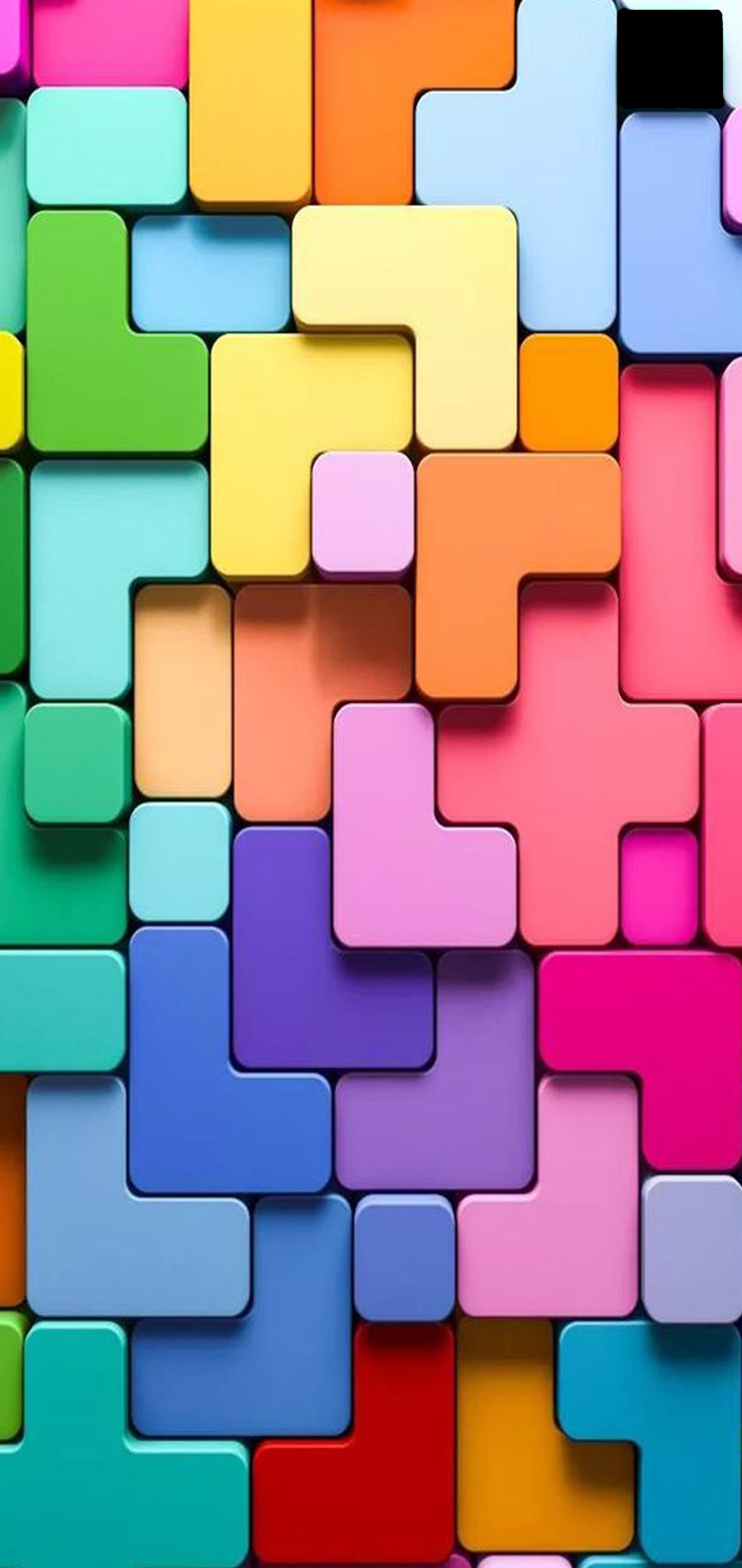 Colorful Tetris Blocks By Zryan Ranya Galaxy S10 Hole Punch Wallpaper