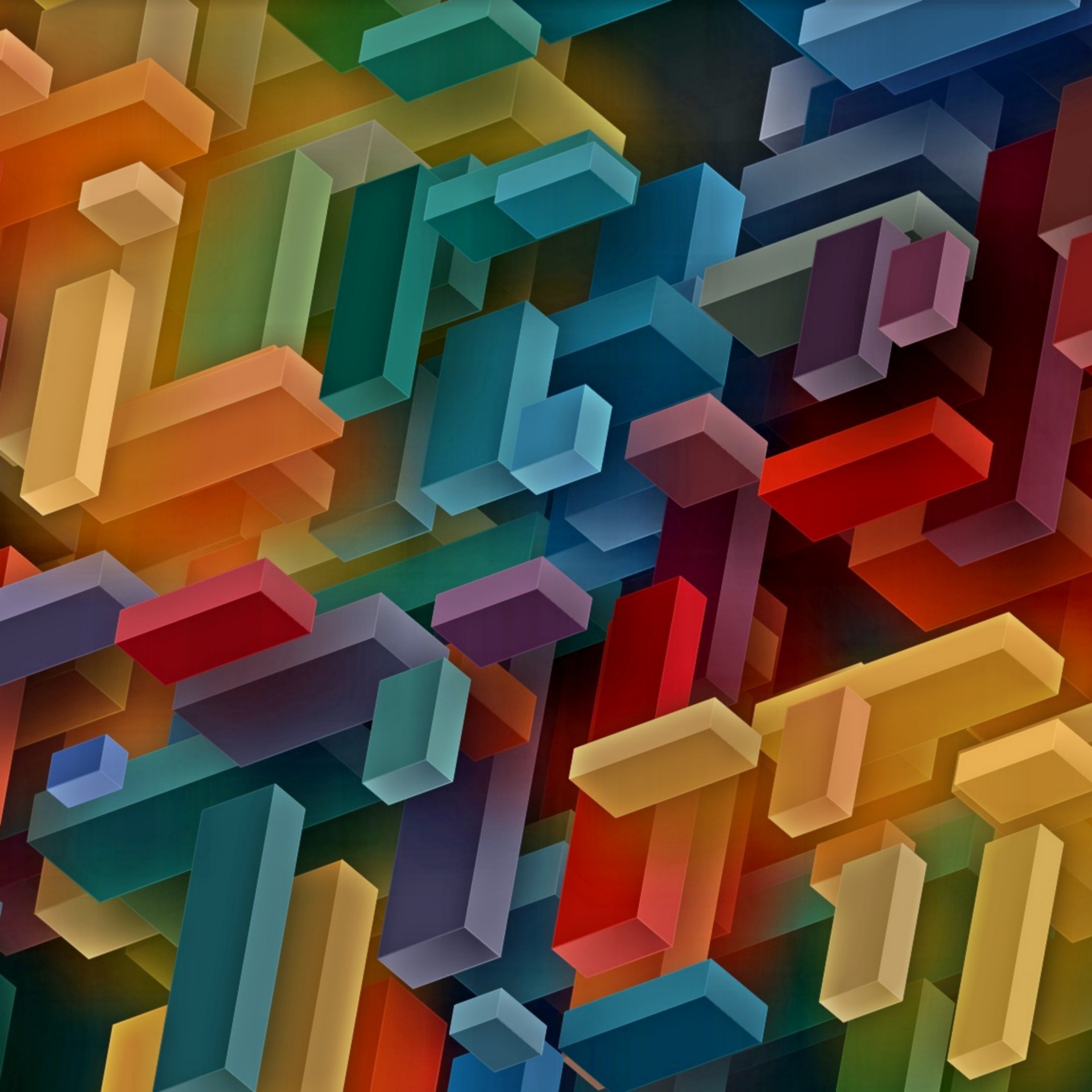 Wallpaper, 3D, color, blocks, shapes