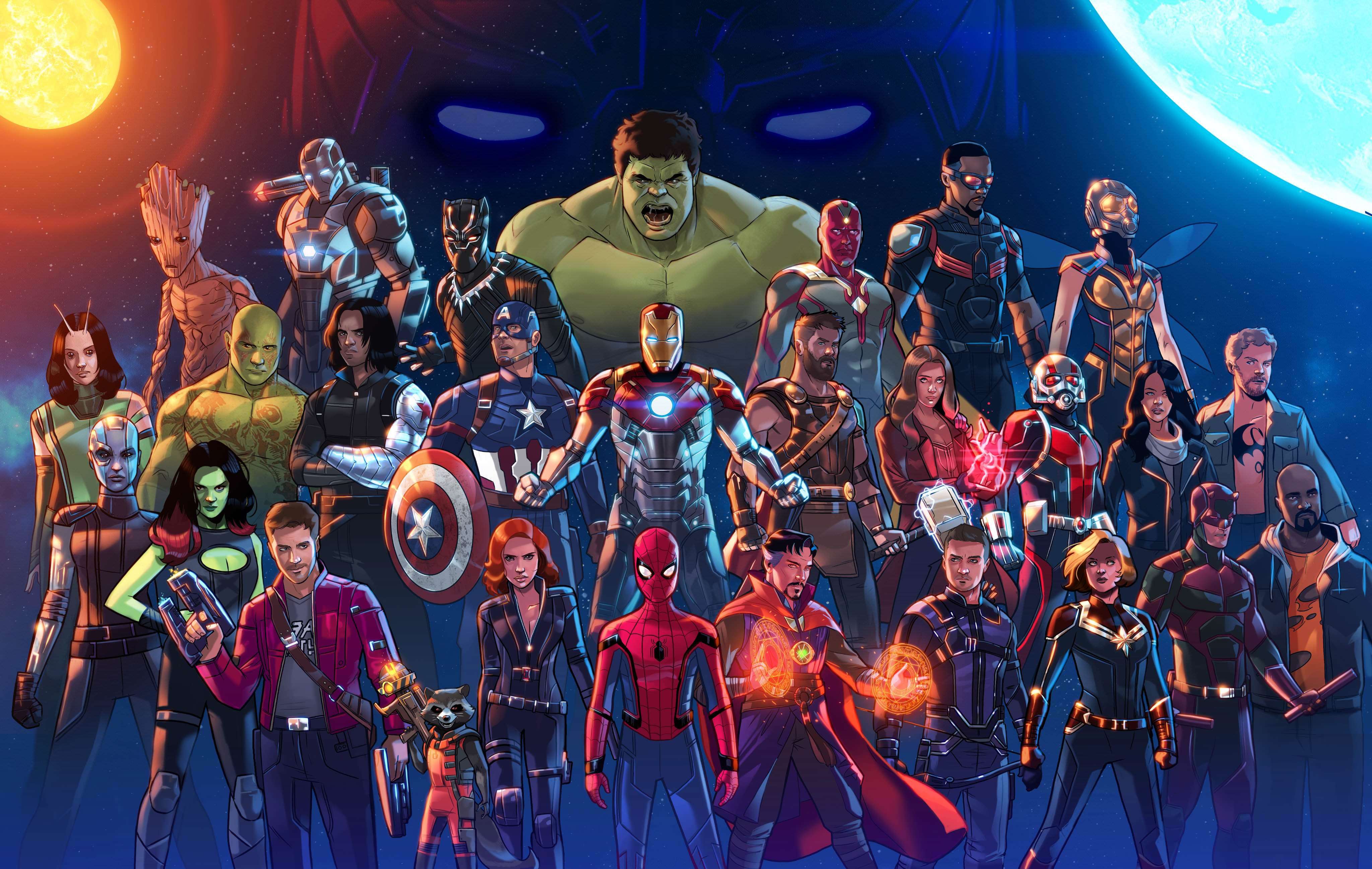 #The Avengers, #Black Panther, #Dr. Strange, #Guardians Of The Galaxy, #Ant Man, #fan Art, #Iron Man, #Marvel Cinematic Universe, #Jessica Jones, #Hulk, #Vision, #Black Widow, #Thor, #Captain America, #Spider Man, #Stephen Byrne, #Scarlet