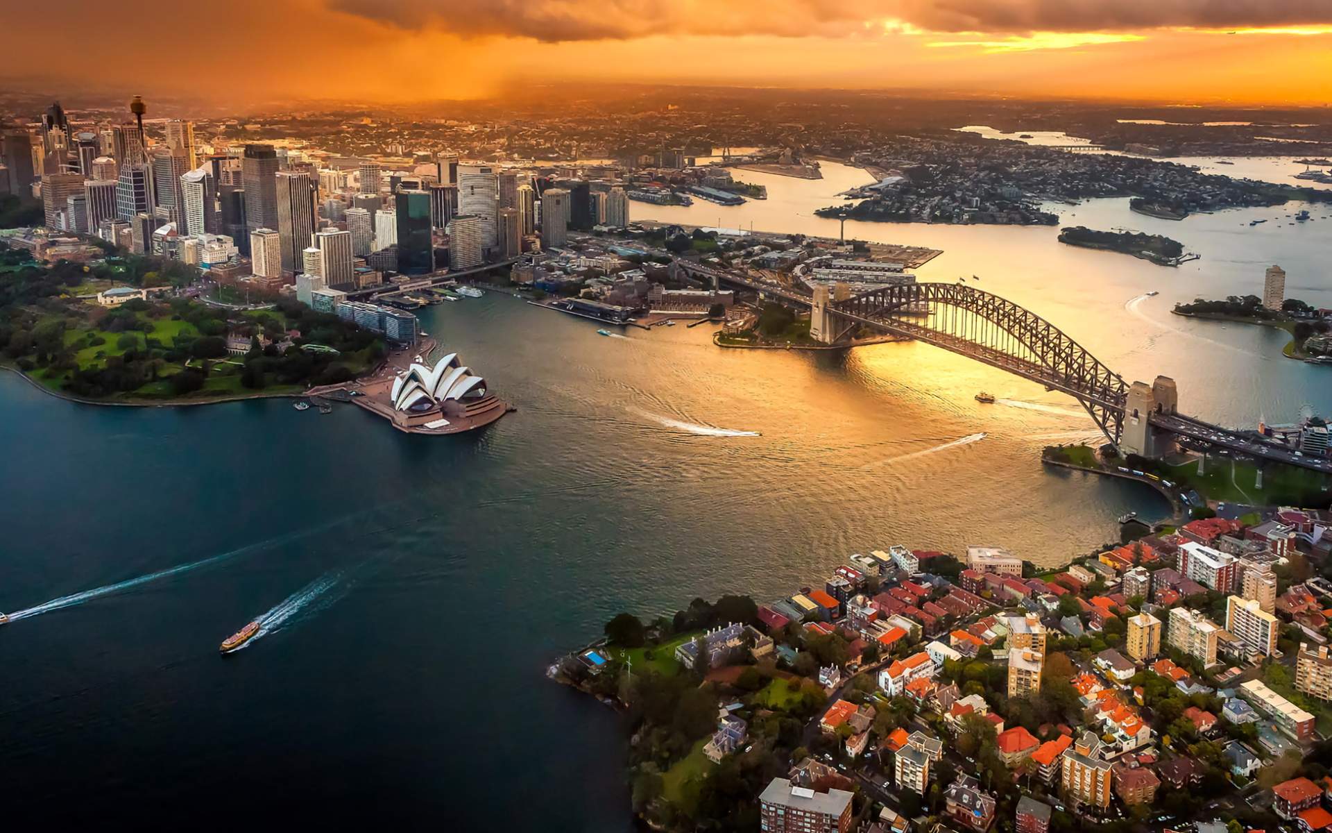 Desktop Wallpaper Sydney Australia City Aerial View, HD Image, Picture, Background, Pwatgb