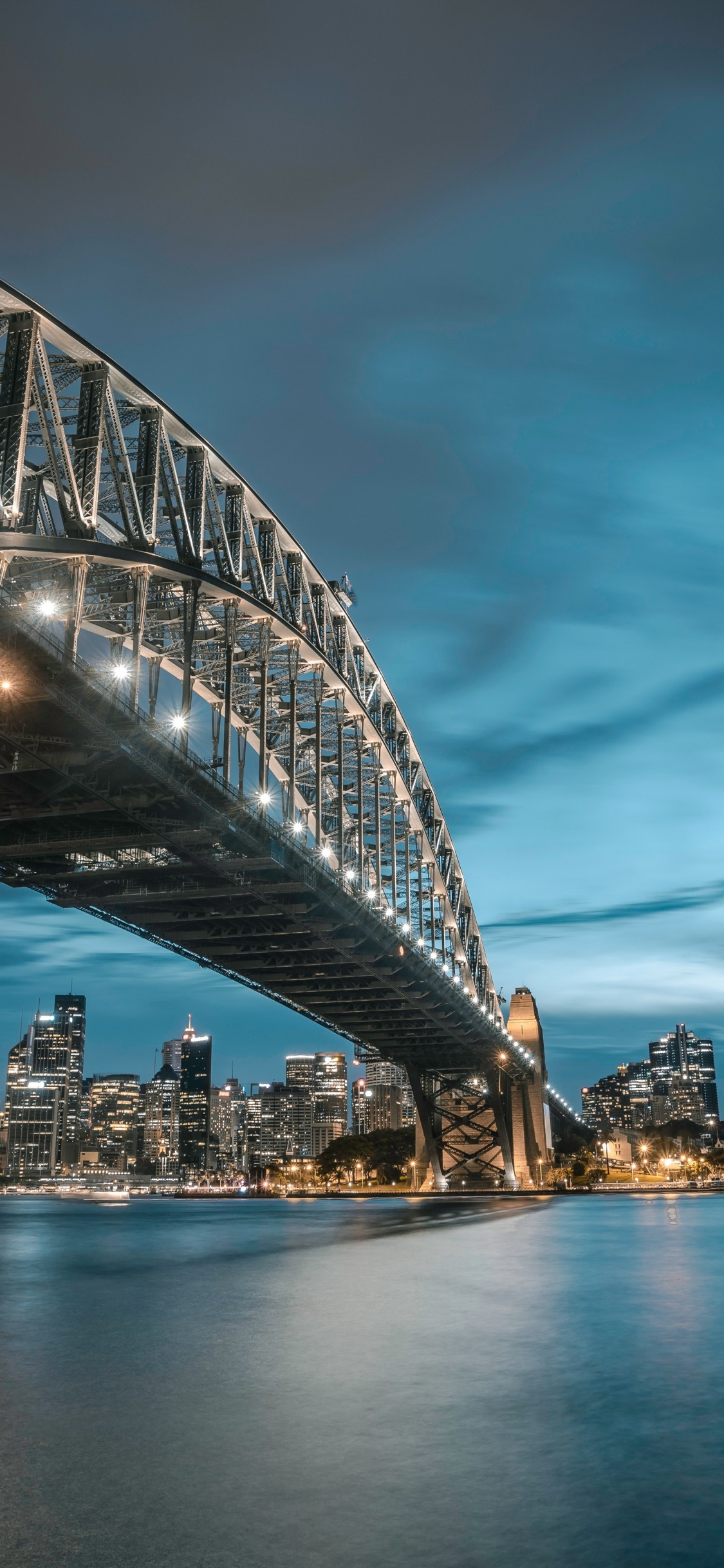 Download 1125x2436 Sydney, Australia, Bridge, Skyline, Night, Skyscrapers Wallpaper for iPhone 11 Pro & X