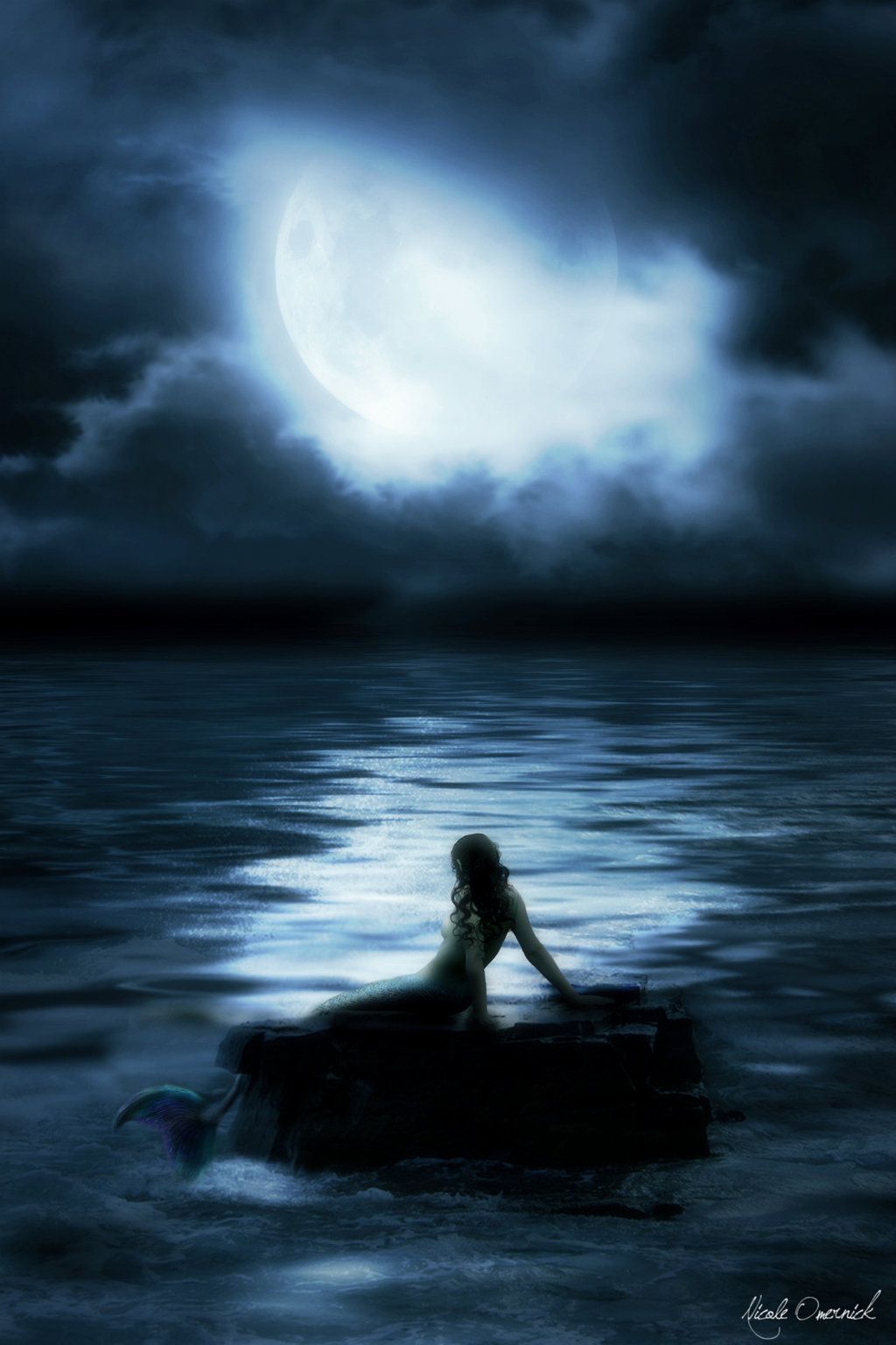 Mermaid in the Moonlight. Mermaid artwork, Mermaid moon, Mermaid dreams