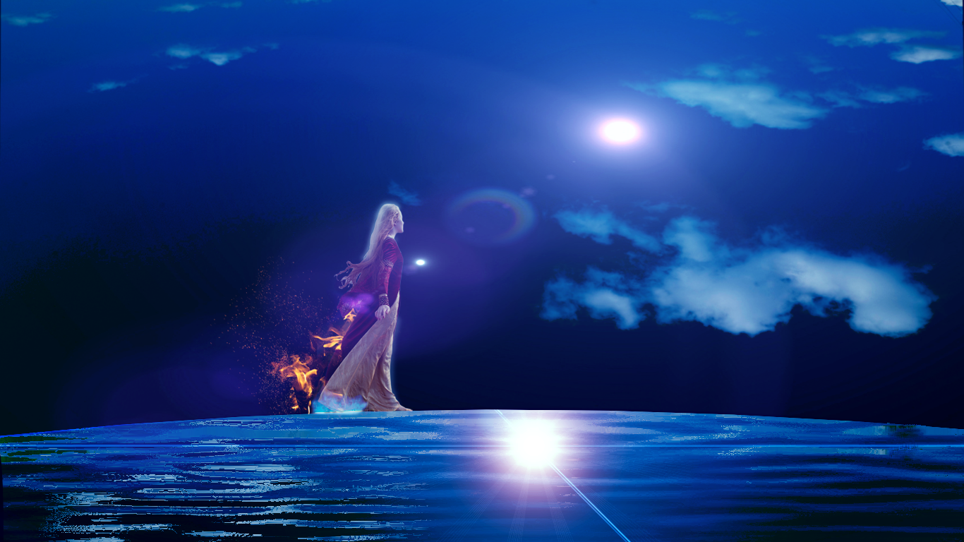 sunlight, women, sea, night, reflection, underwater, moonlight, horizon, atmosphere, ocean, wave, computer wallpaper, atmosphere of earth, outer space, marine mammal. Mocah HD Wallpaper