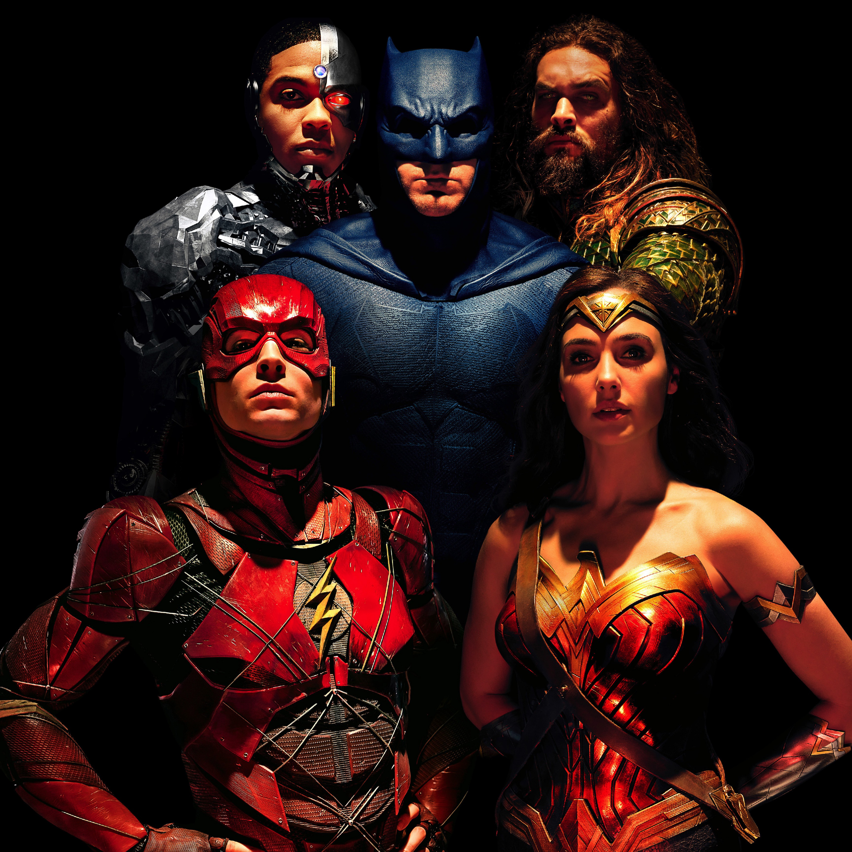 Download 2932x2932 wallpaper justice league, team, batman, wonder woman, flash, movie, 2017, ipad pro retina, 2932x2932 HD image, background, 153