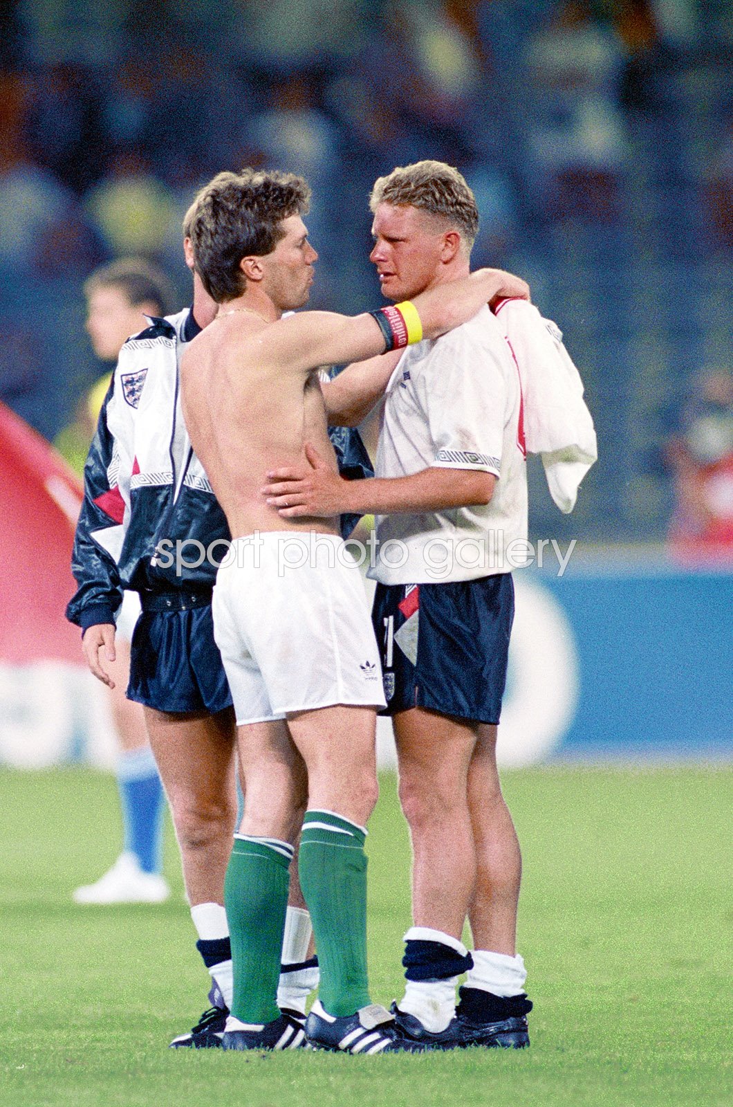Lothar Matthaus German Captian consoles Paul Gascoigne England World Cup 1990 Image