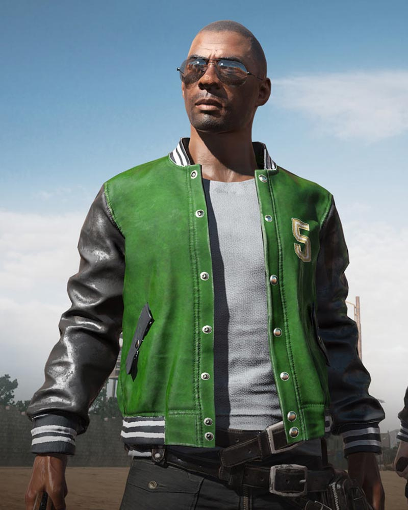 Playerunknown's Battlegrounds Varsity 5 Jacket Jackets. Bomber jacket, Varsity jacket, Green varsity jacket