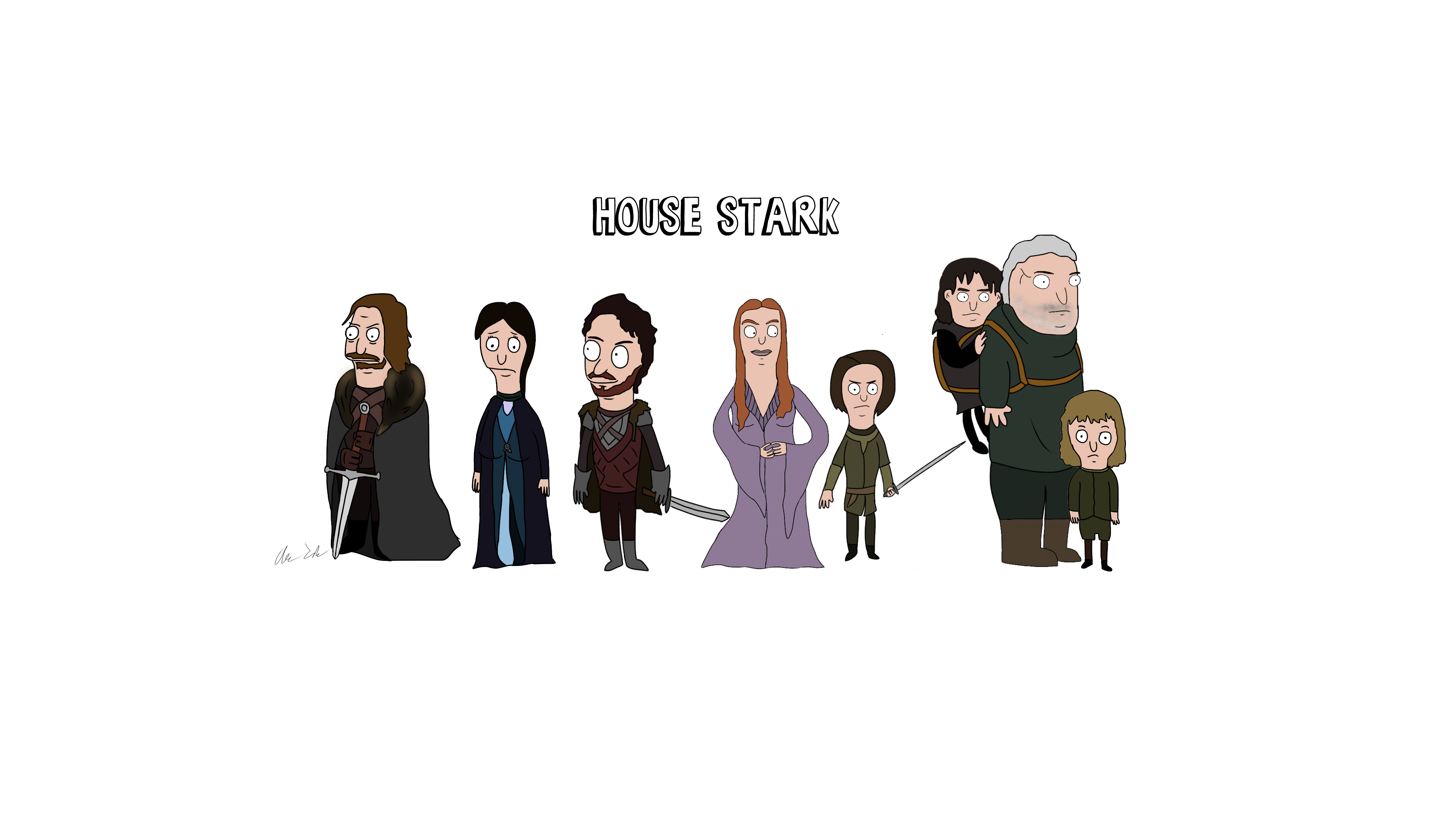 Wallpaper, Arya Stark, Bran Stark, Catelyn Stark, Eddard Stark, Hodor Game of Thrones, Robb Stark, Sansa Stark, Game of Thrones 4296x2440