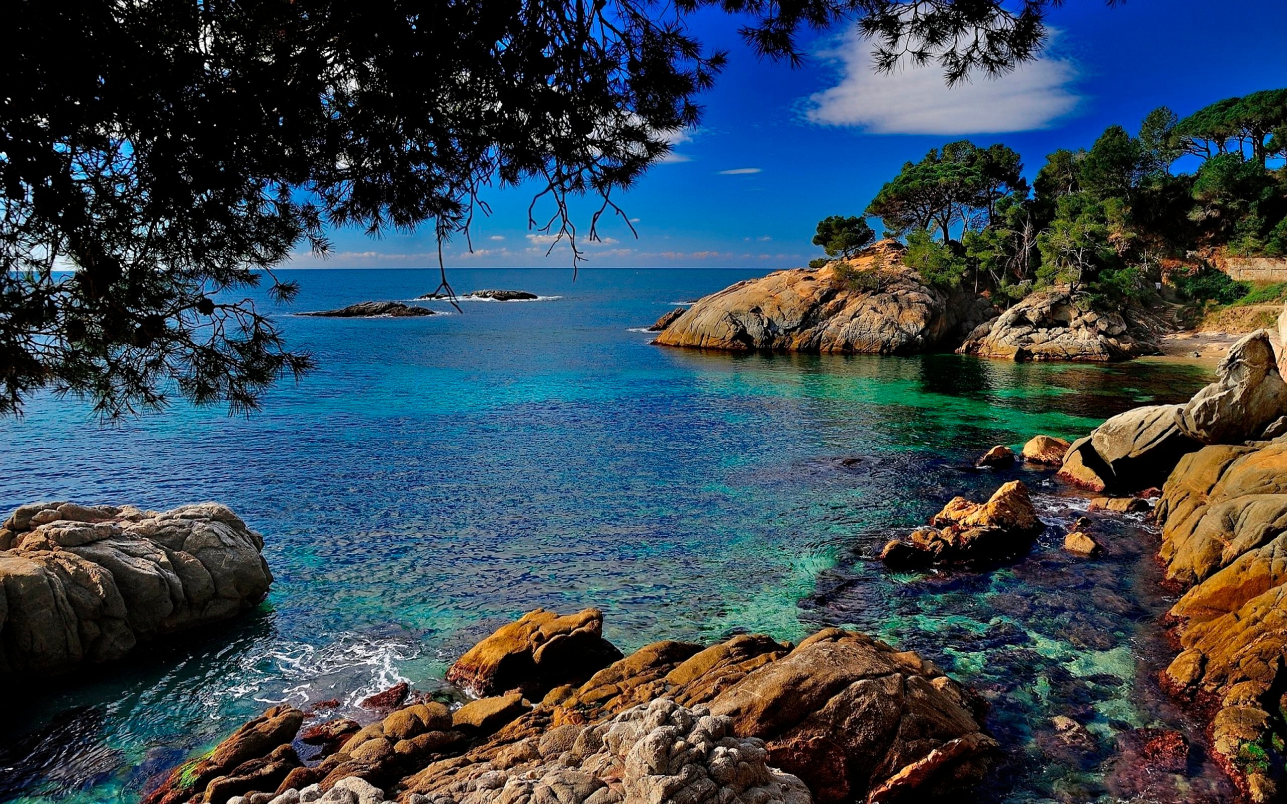 Download wallpaper Costa Brava, sea, summer, Spain for desktop with resolution 2560x1600. High Quality HD picture wallpaper