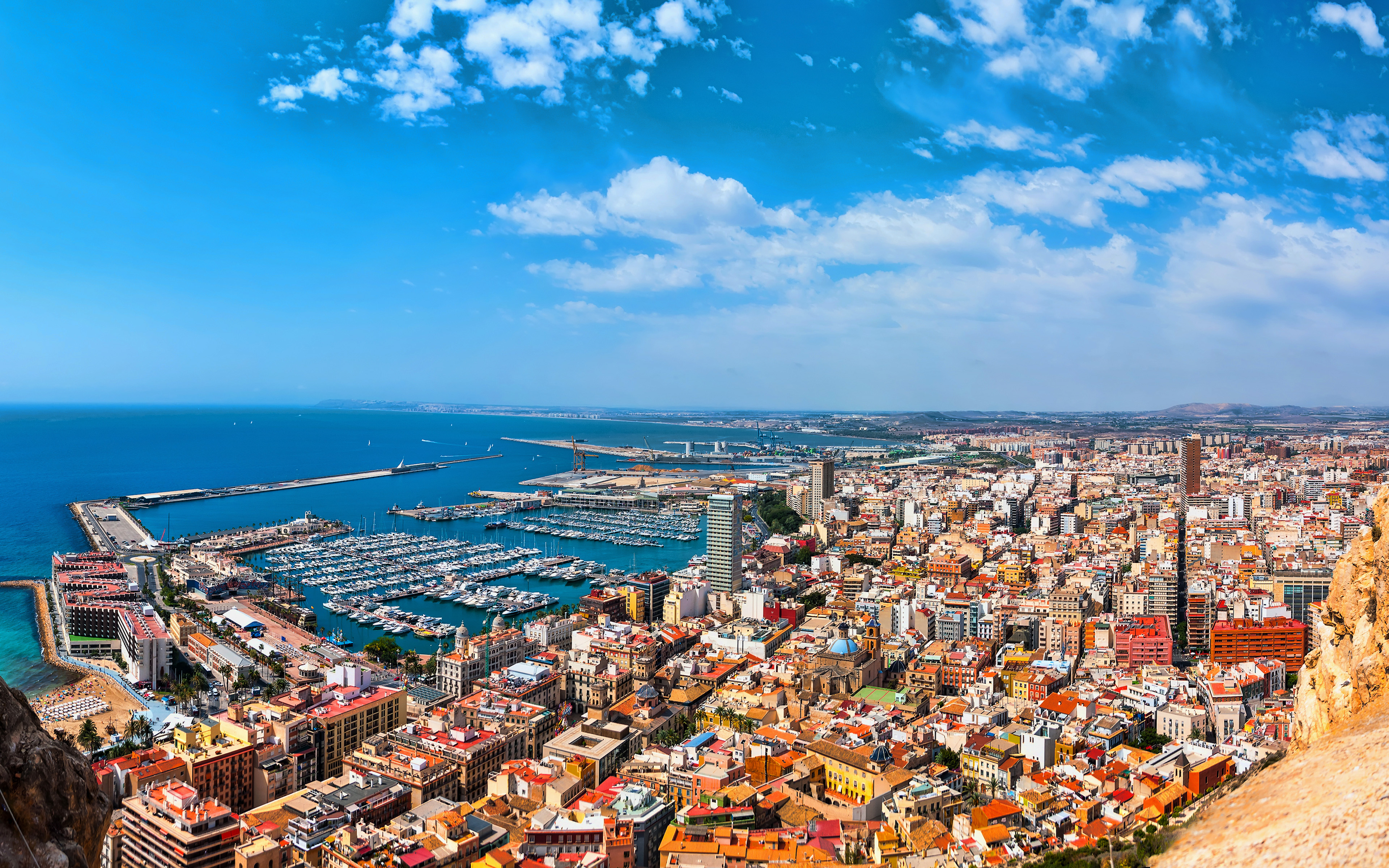 Download wallpaper Alicante, 4k, summer, cityscapes, spanish cities, Spain, Alicante skyline, Cities of Spain for desktop with resolution 3840x2400. High Quality HD picture wallpaper