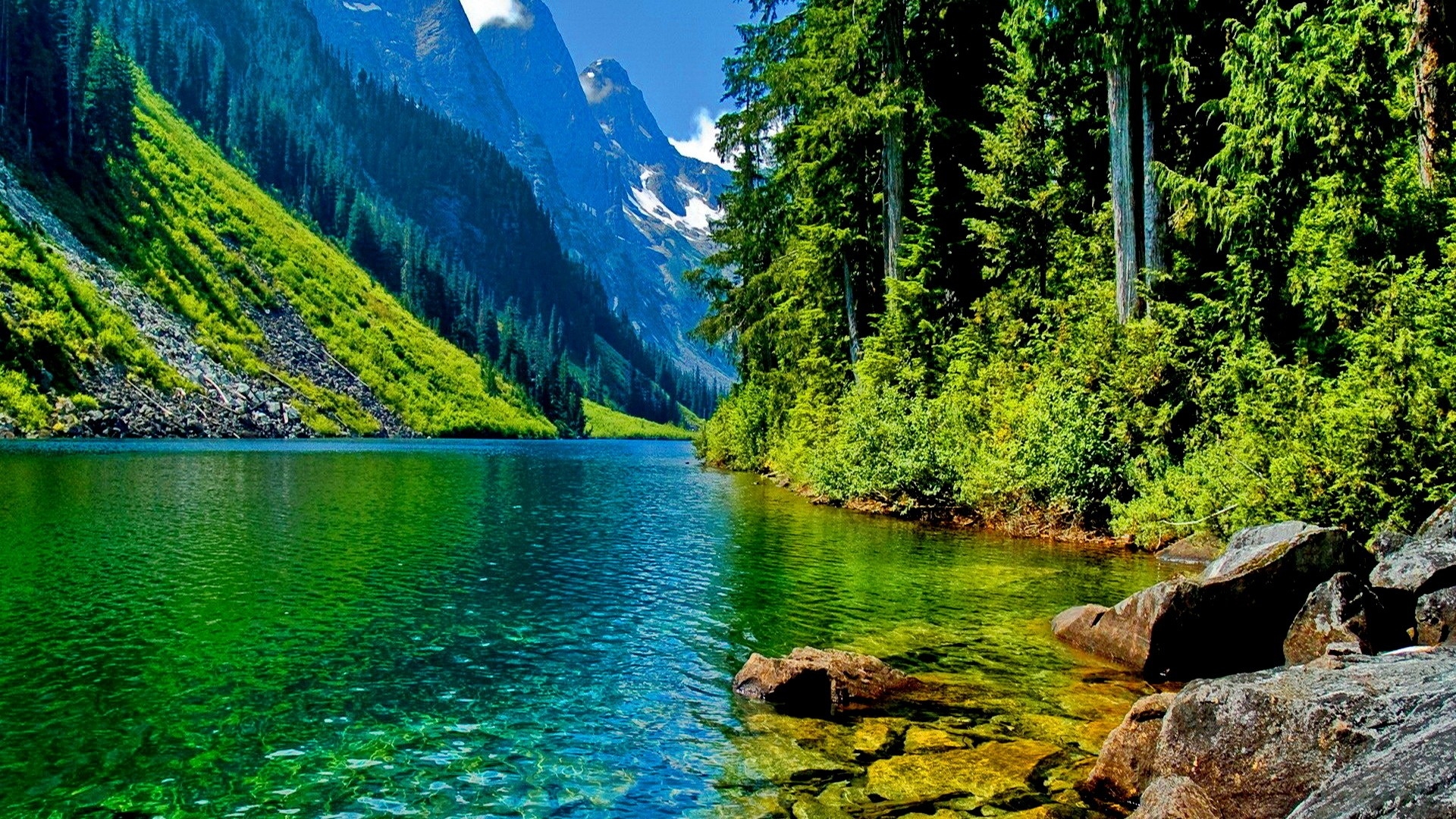 mountains landscapes nature trees forest rivers land 1920x1080 wallpaper