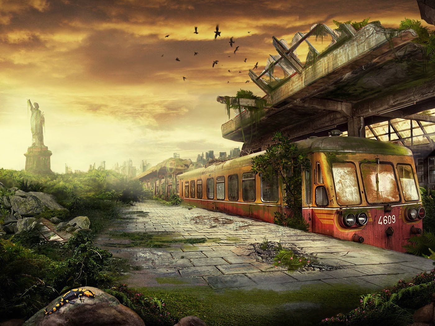 The Cat: Smooth 3D HD Wallpaper. Post apocalyptic city, Post apocalyptic art, Post apocalypse