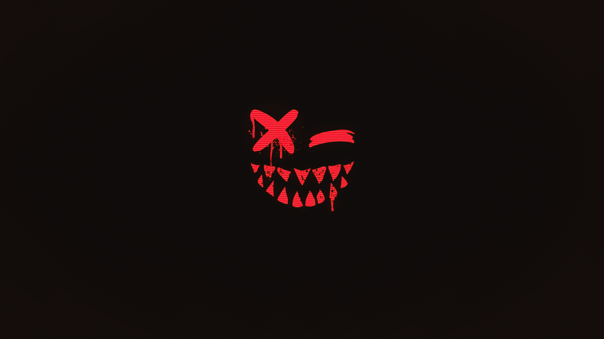 Wallpaper, scary face, demon, minimalism, smile, dark, tooth, closed eyes 1920x1080