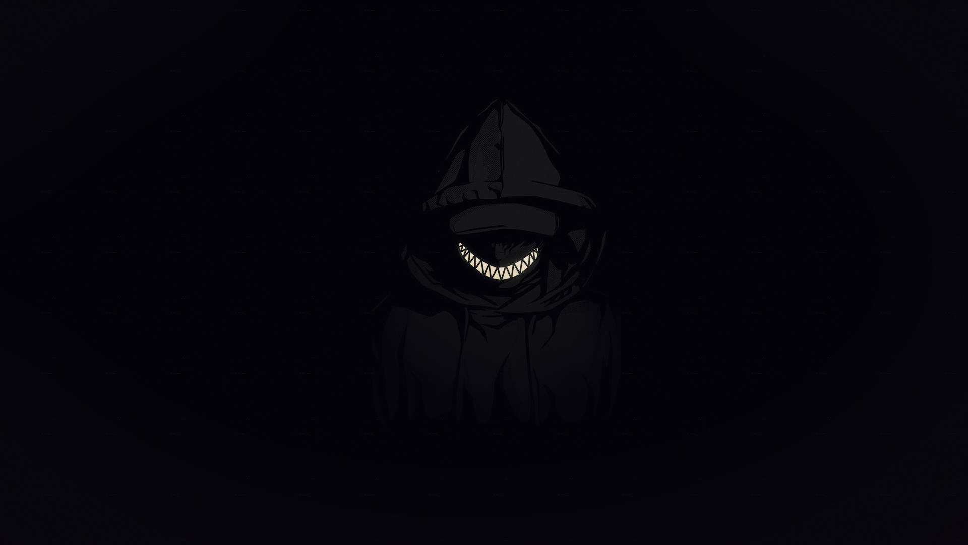 Minimalism Dark Scary Face Smile Tooth Hooded Jacket Anime Boys Anonymous Cape Photohop Wallpaper:1920x1080