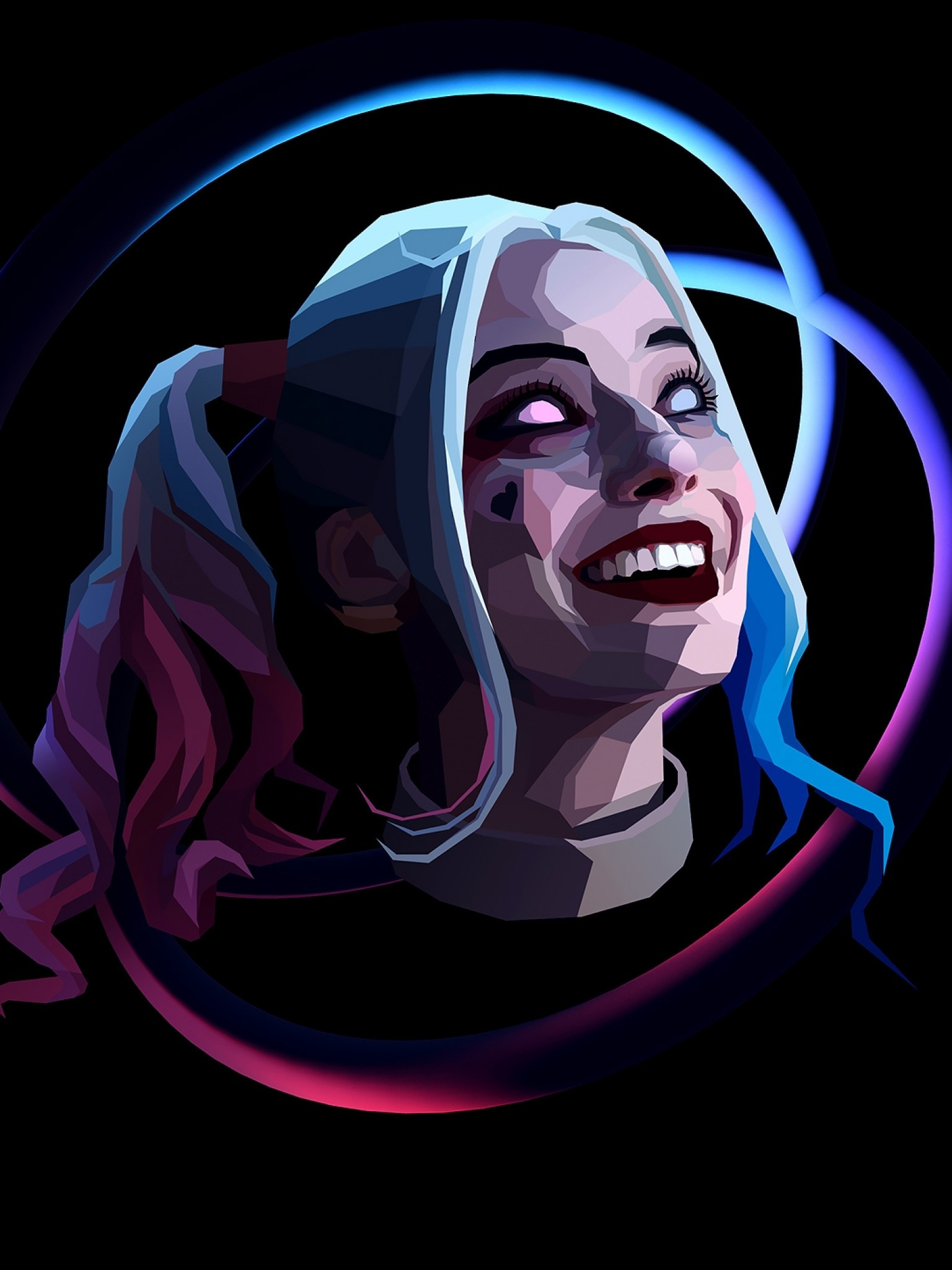 Download 1536x2048 Harley Quinn, Artwork, Creepy Smile Wallpaper for Apple iPad Mini, Apple IPad 3, 4