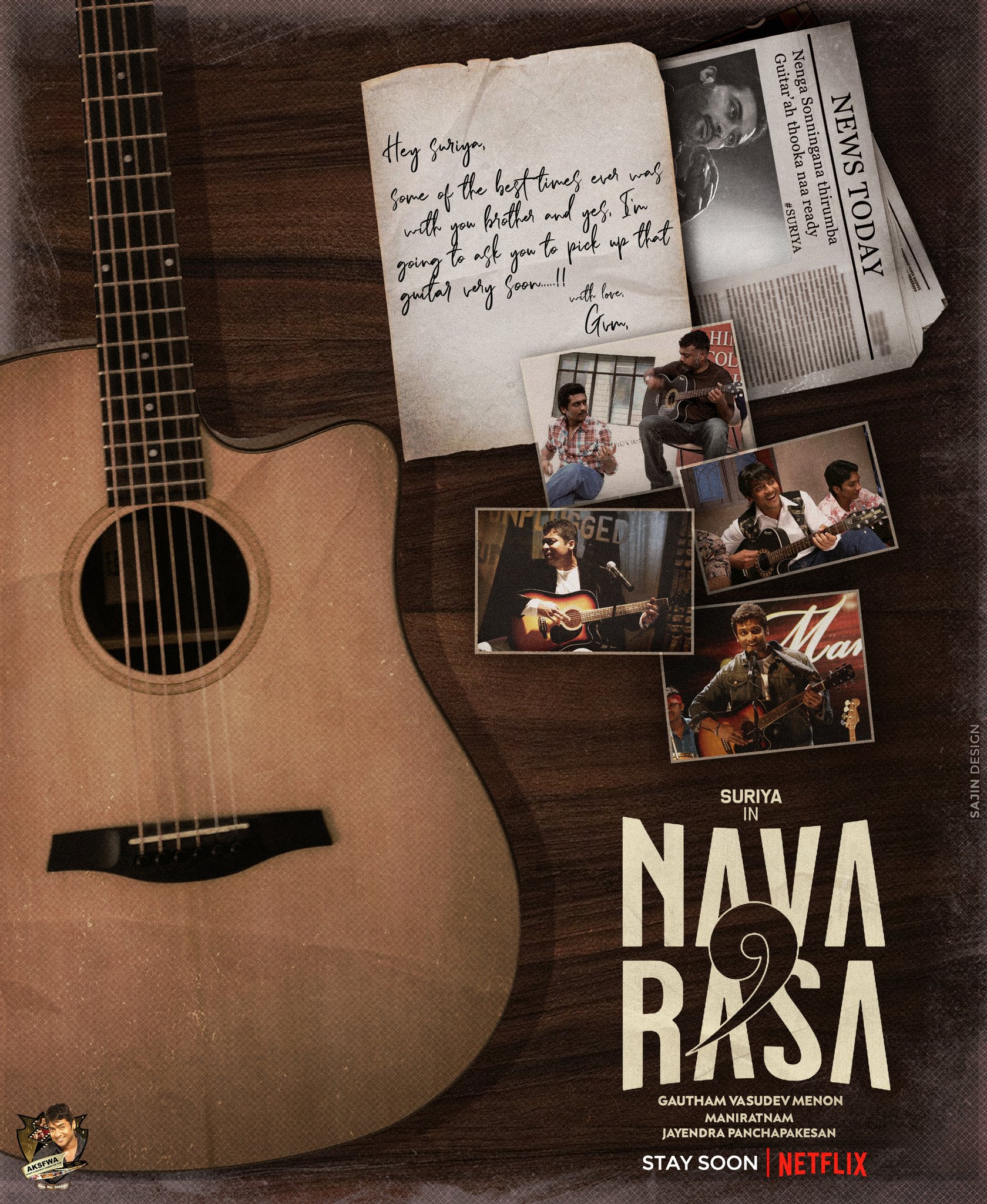 CHANGANACHERRY SFC™ update, 'Guitar Kambi mele Nindru' is the title for GVM's film in Navarasa. Desgin, #Suriya40 #VaadiVaasal #SuriyaBdayMonthFiesta