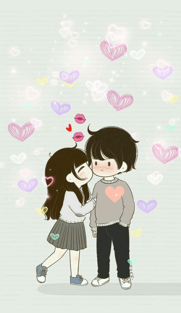 Cute Couple Cartoon Wallpaper