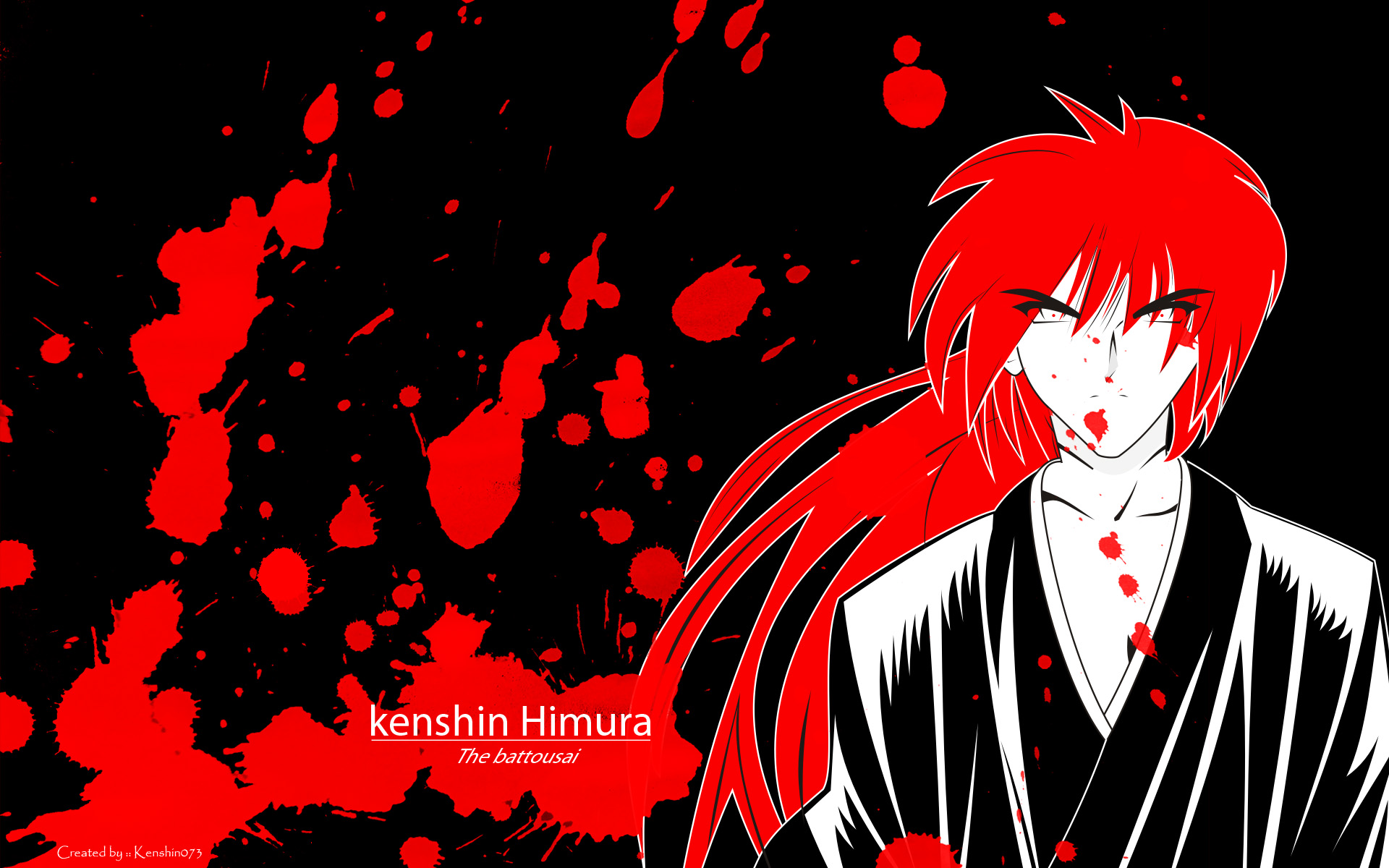 Rurouni Kenshin Wallpaper: Battousai in blood & black