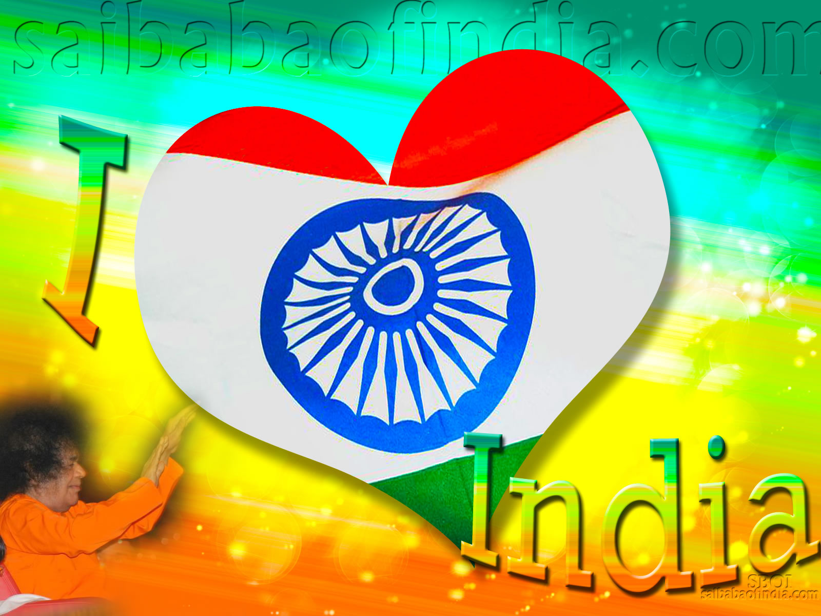 Independence day wallpaper & greeting cards 15th August- Sai Baba Of India August Wallpaper