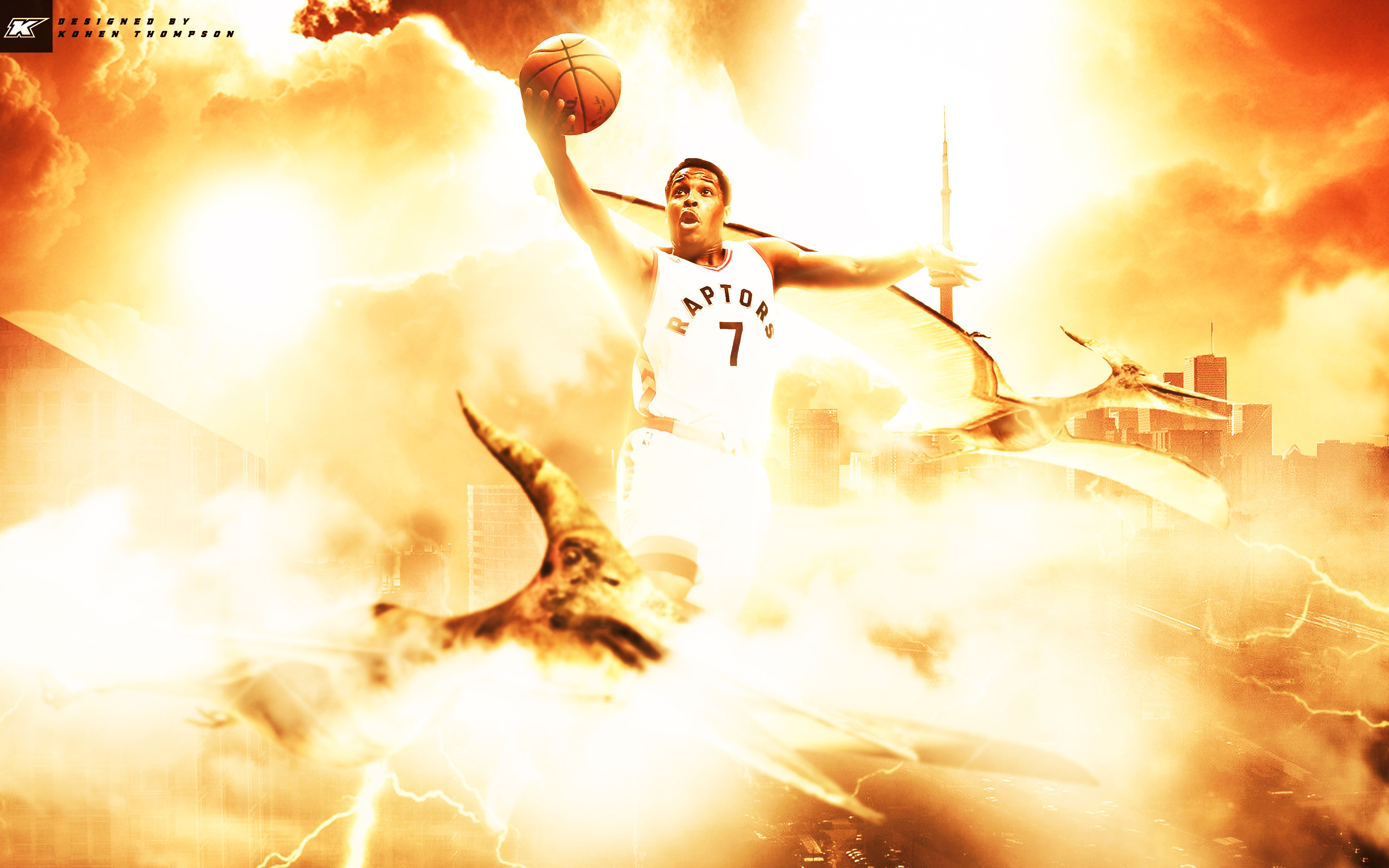 Kyle Lowry Flying With Raptors Wallpaper HD Wallpaper