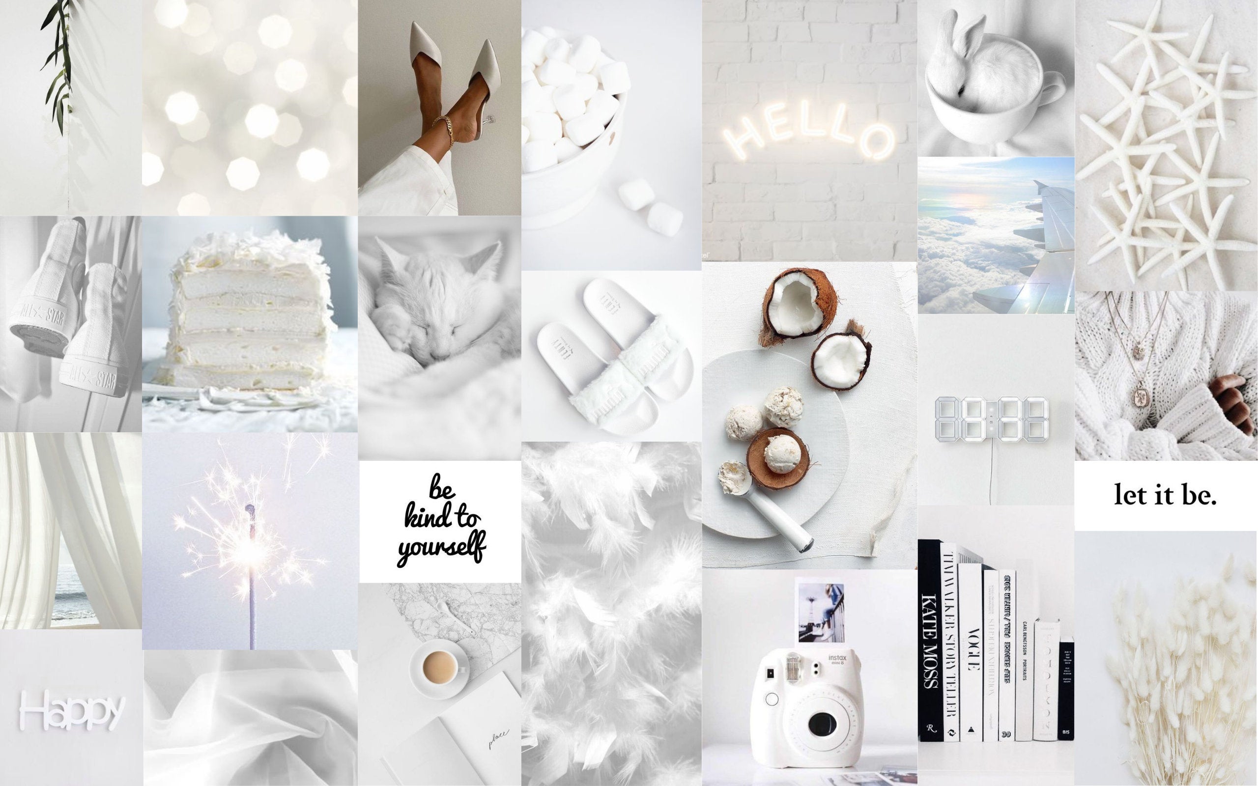 Desktop Wallpapers / White Aesthetic / Collage.