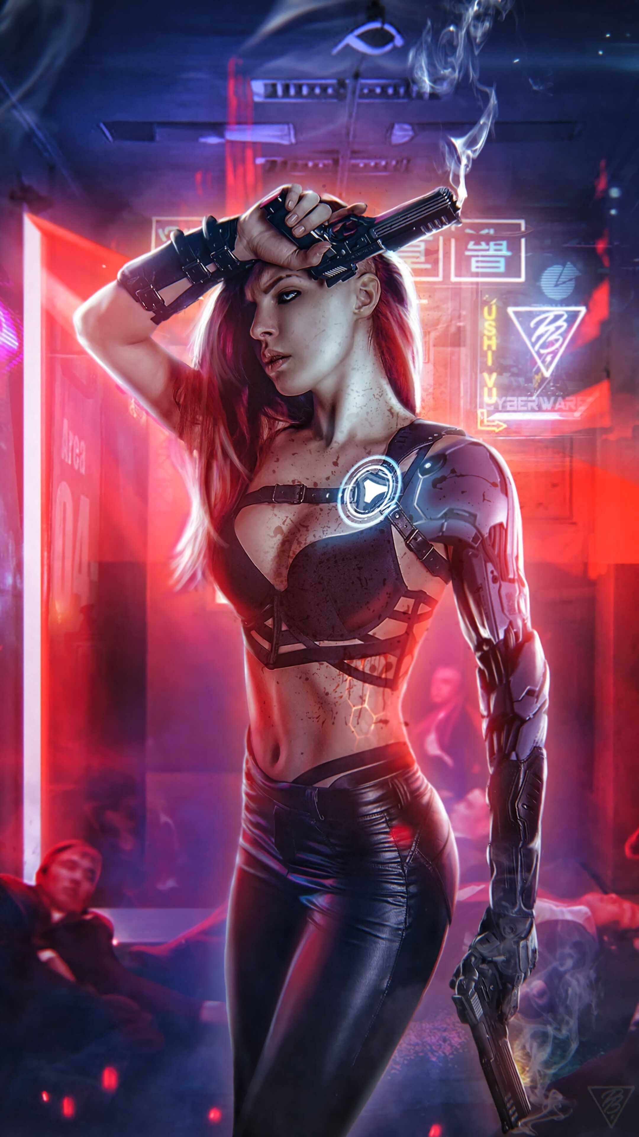 Cyberpunk, Girl, Pistol, Guns, Sci Fi, 4K Phone HD Wallpaper, Image, Background, Photo And Picture. Mocah HD Wallpaper