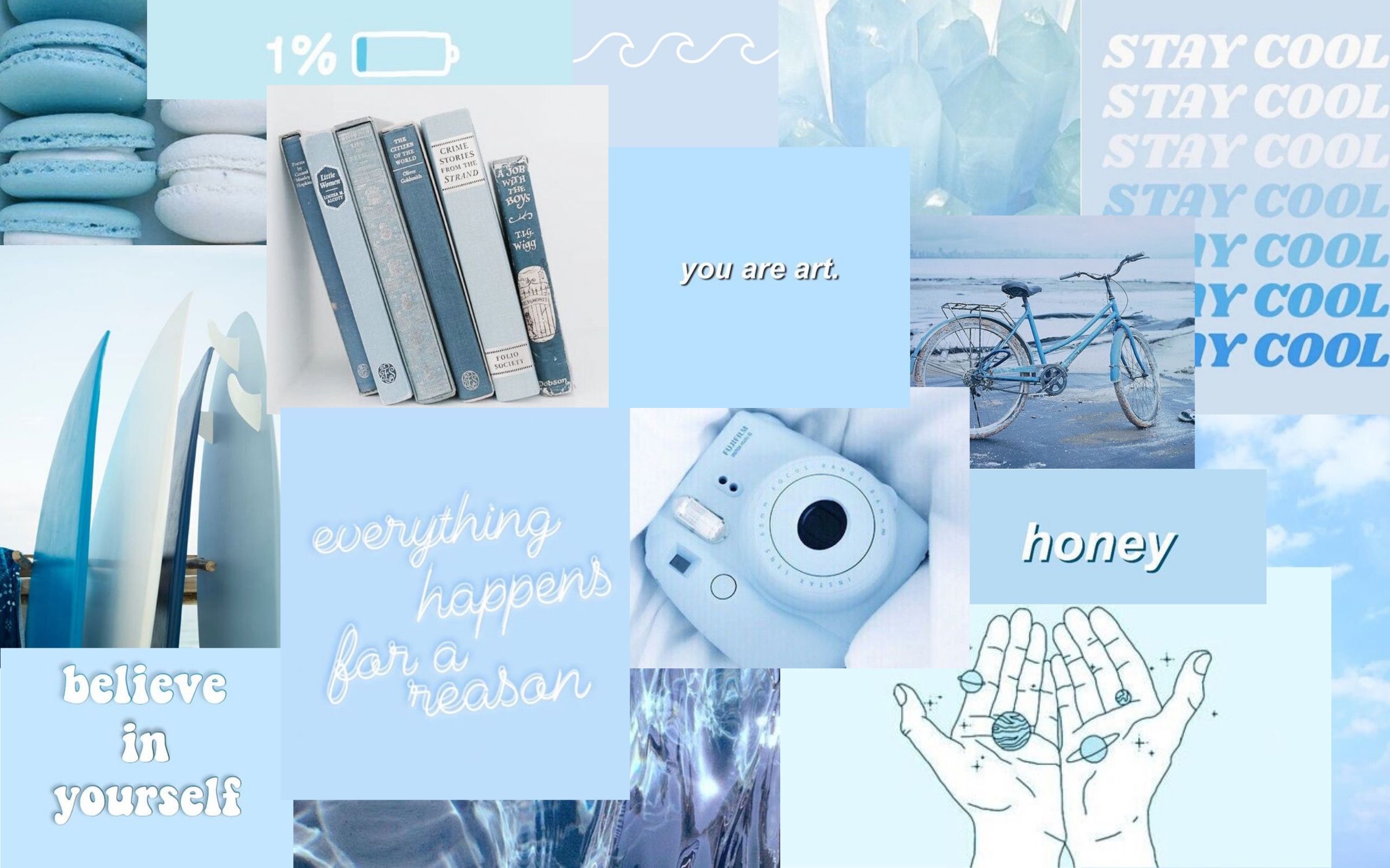 Aesthetic Computer Wallpaper Collage Blue