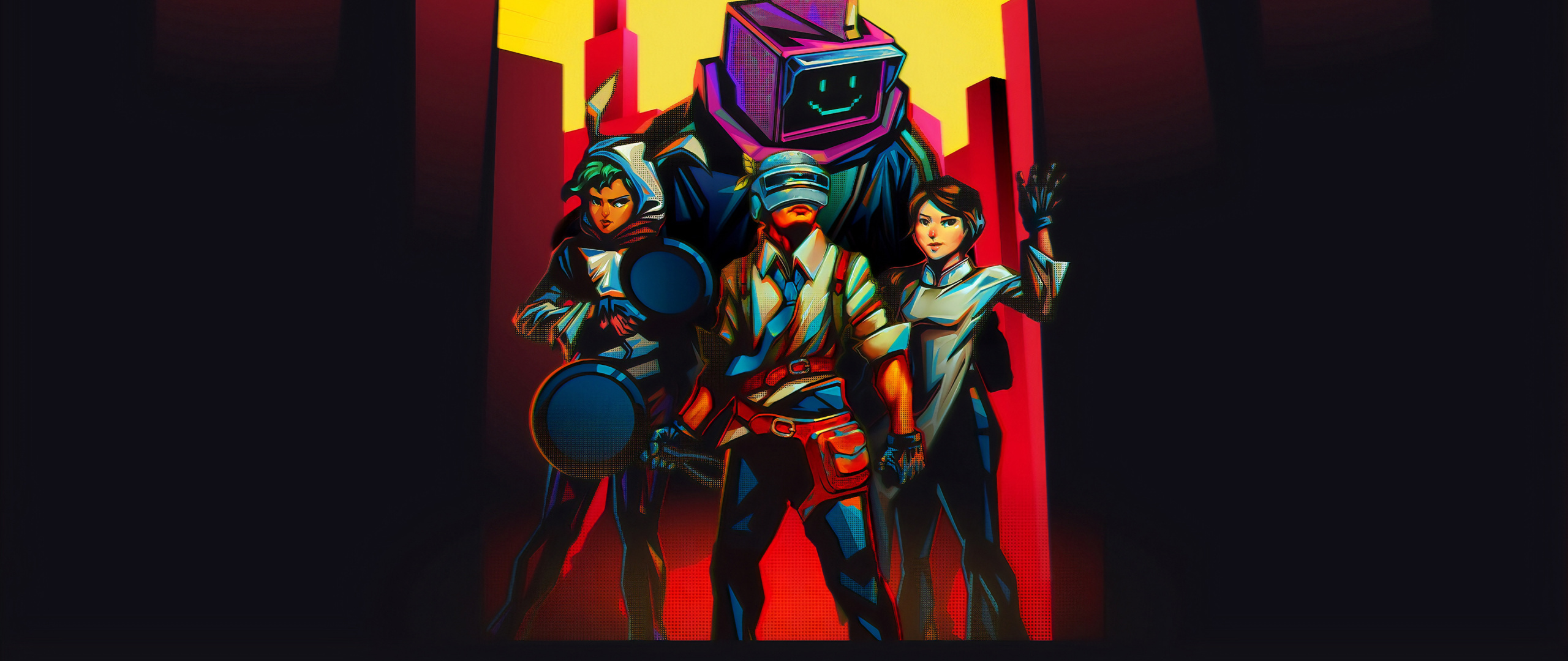 Download PUBG, video game, retro art wallpaper, 2560x1080, Dual Wide, Widescreen