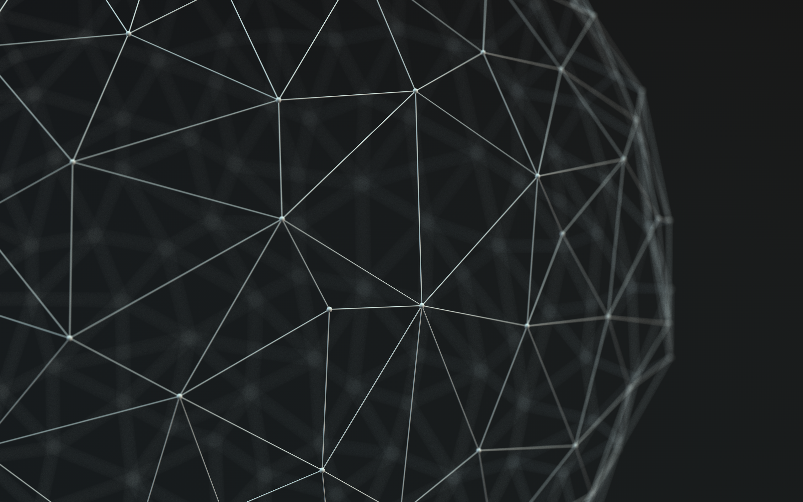 Wallpaper, wireframe, low poly, geometry, abstract, minimalism, black, sphere, digital art, white 2560x1600