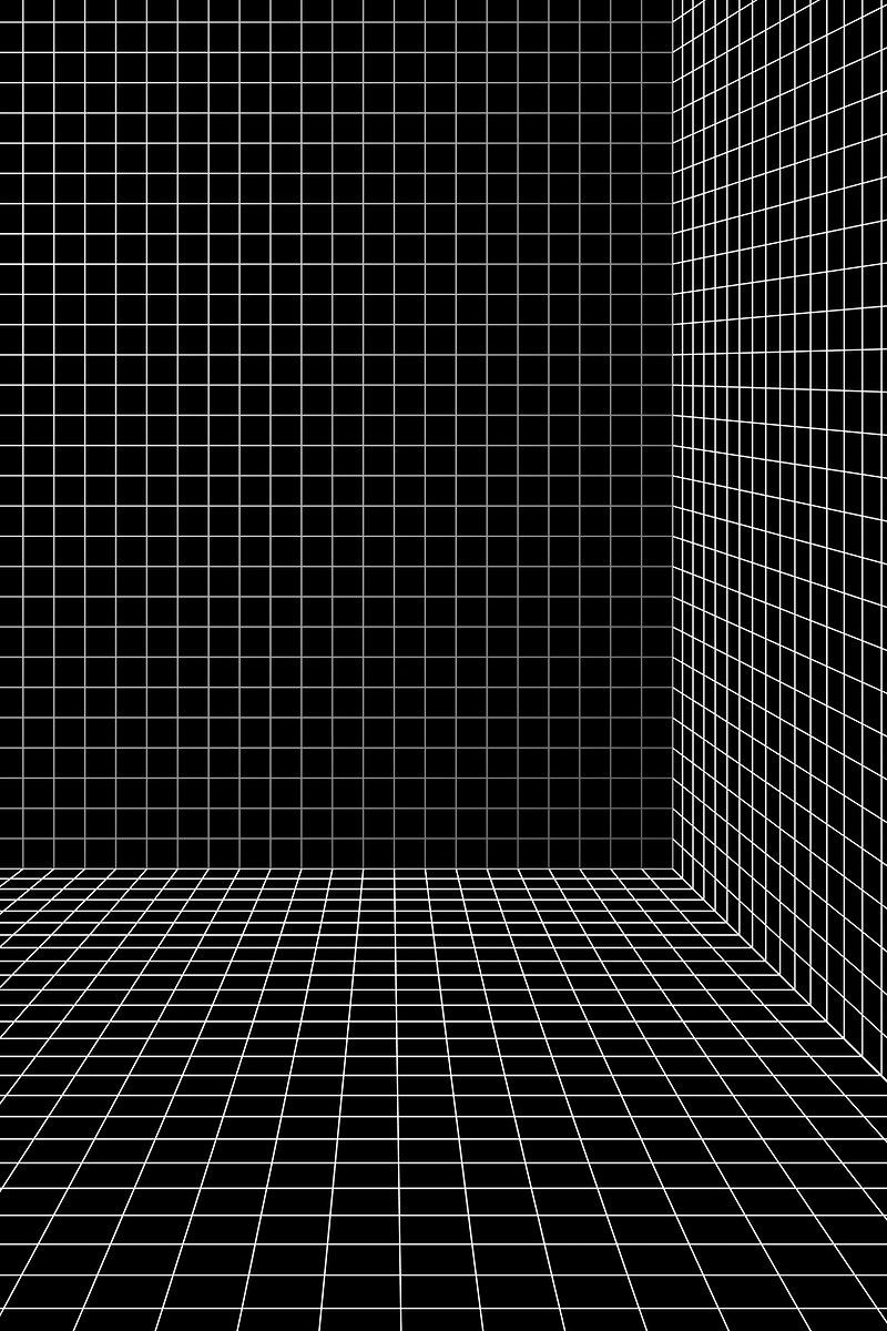3D wireframe grid room background vector. free image / Aew. Wireframe, Graphic design posters, Grid design pattern