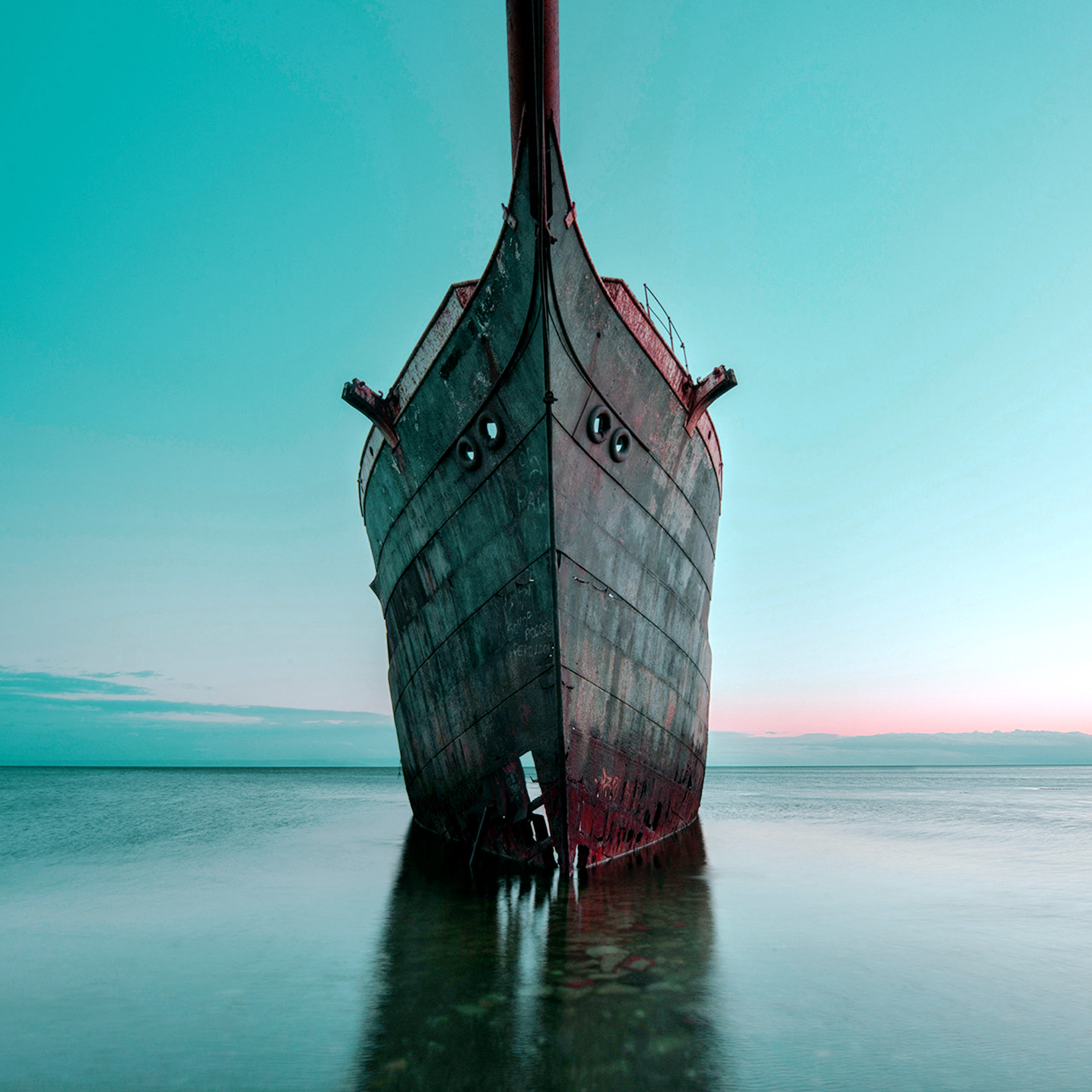 Boat Ship Sea Blue Art Old Wallpaper