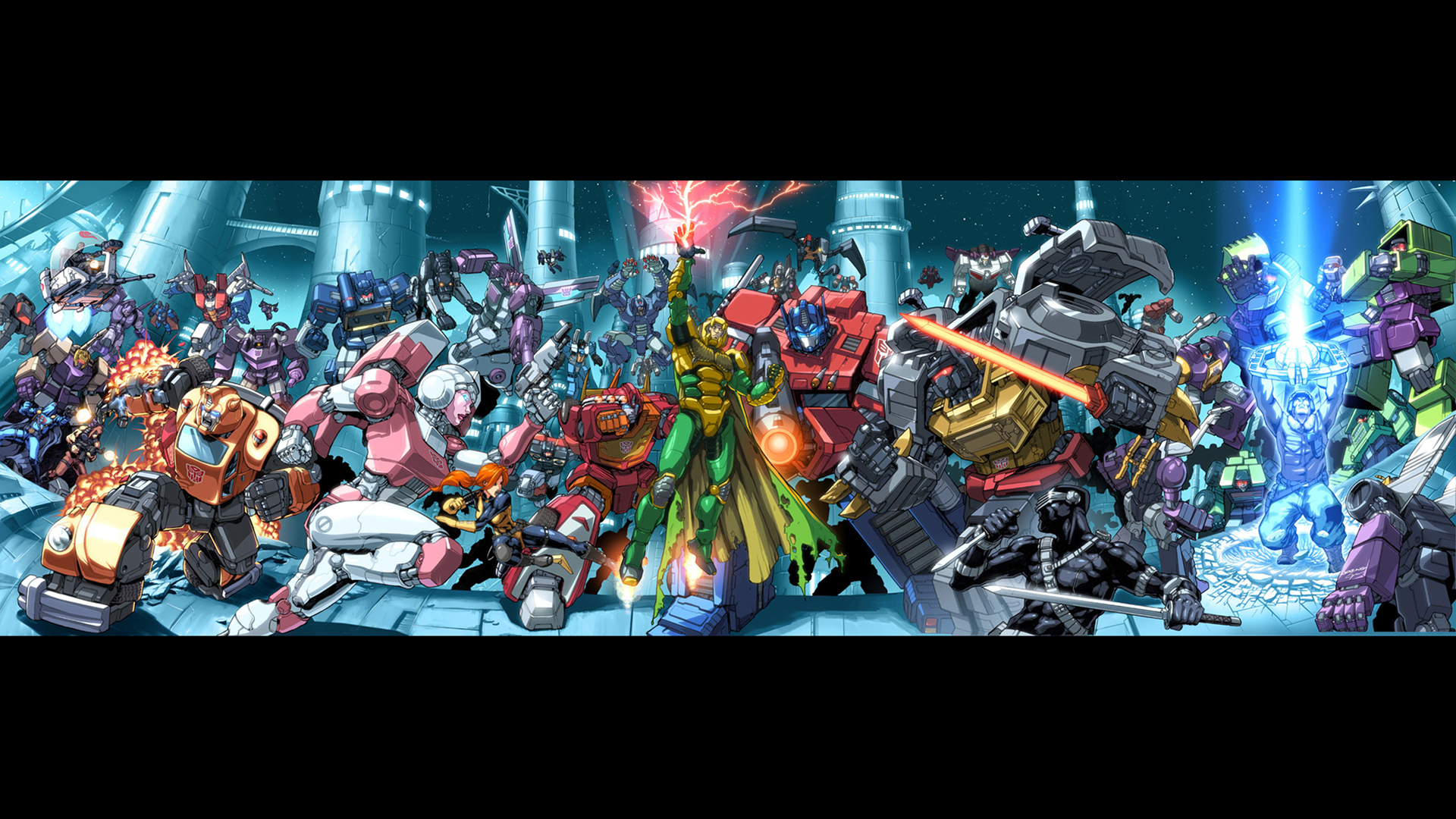 Wallpaper, anime, Transformers, G I Joe, Optimus Prime, Snake Eyes character, screenshot, musical theatre 1920x1080