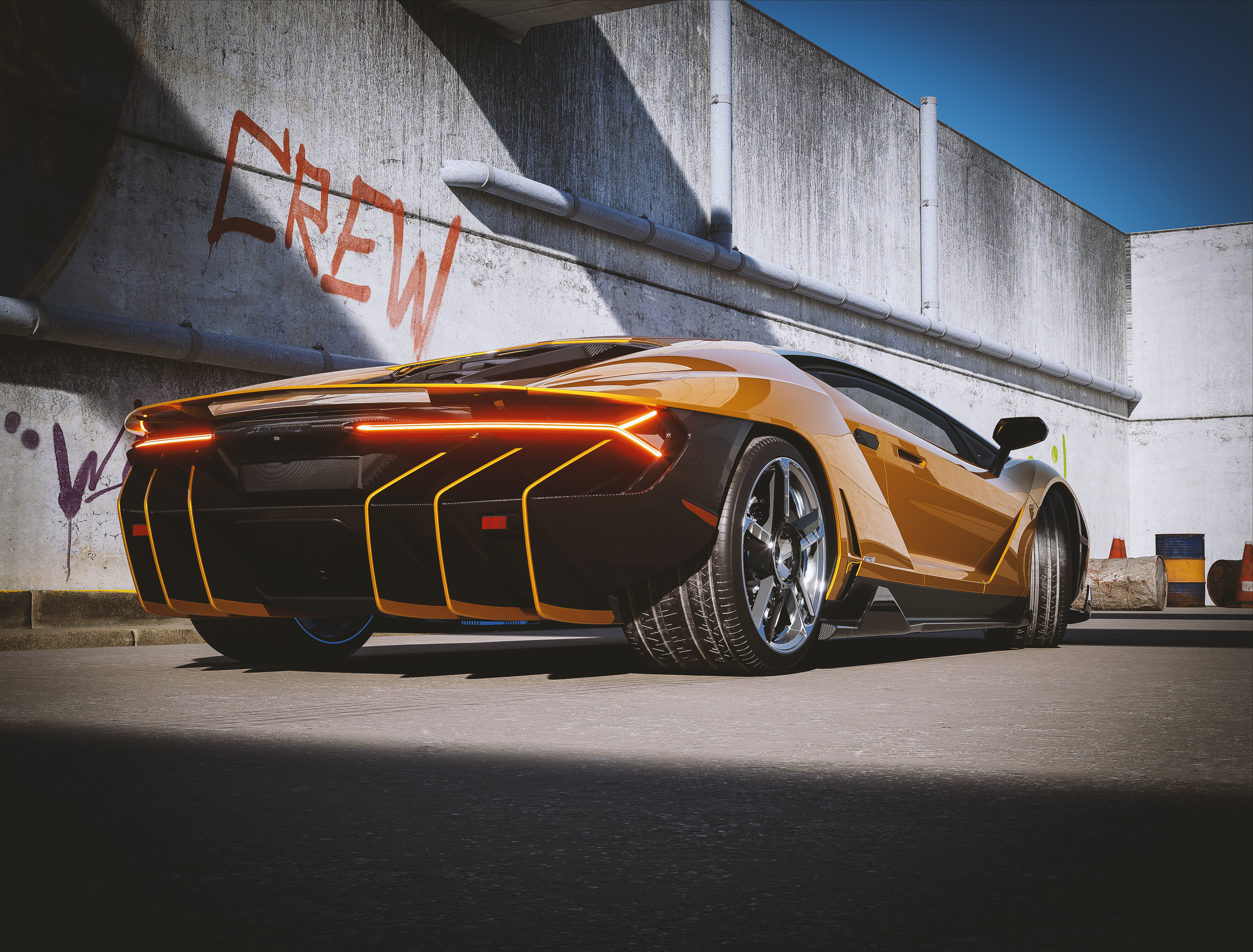 Lamborghini Centenario Yellow Cgi Rear 4k, HD Cars, 4k Wallpaper, Image, Background, Photo and Picture